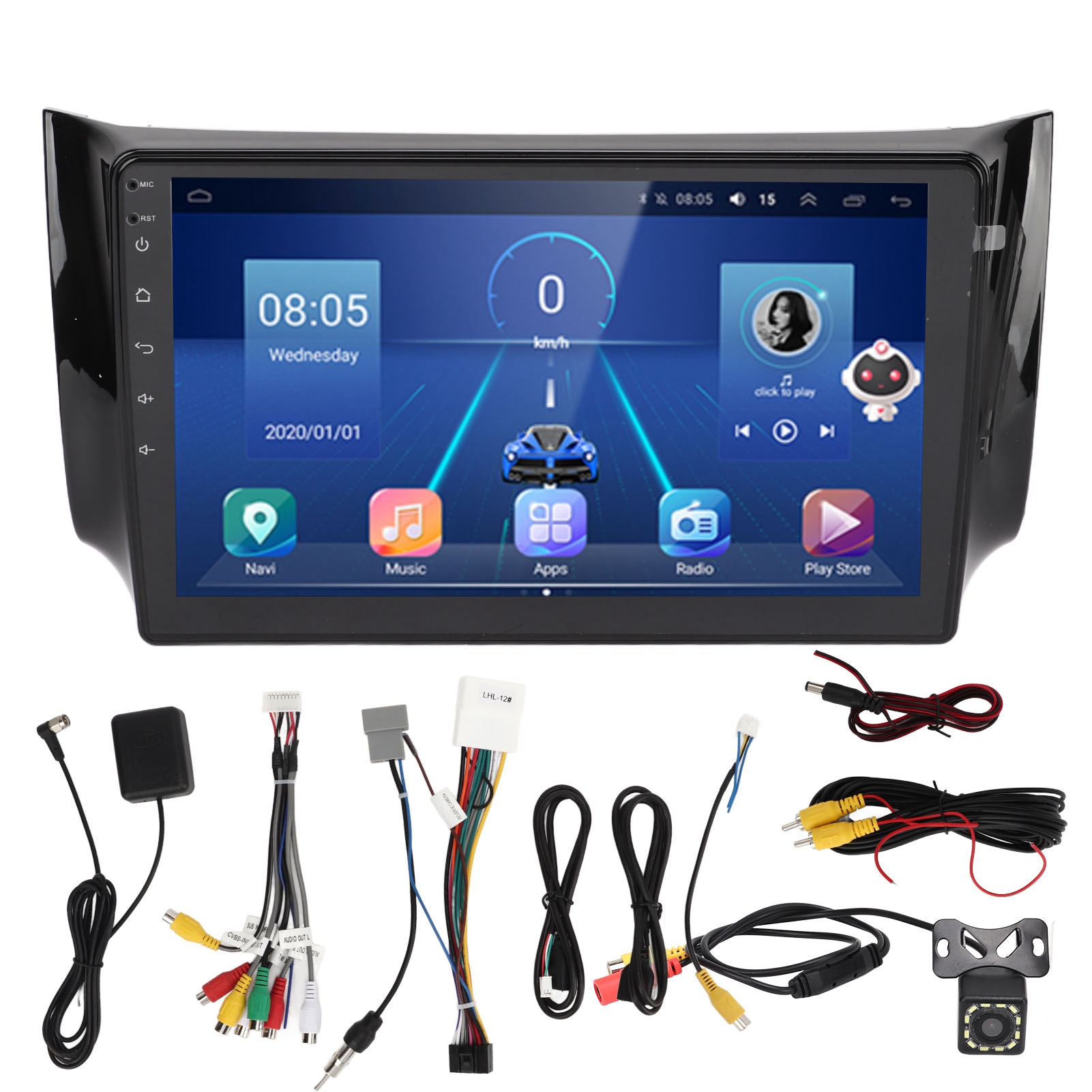 汽车改装 10英寸 GPS导航 高清触摸屏 内置无线WIFI 1G RAM+16G ROM 适用于Nissan Sentra Sylphy  2013-2017(带高清摄像头)背面随机