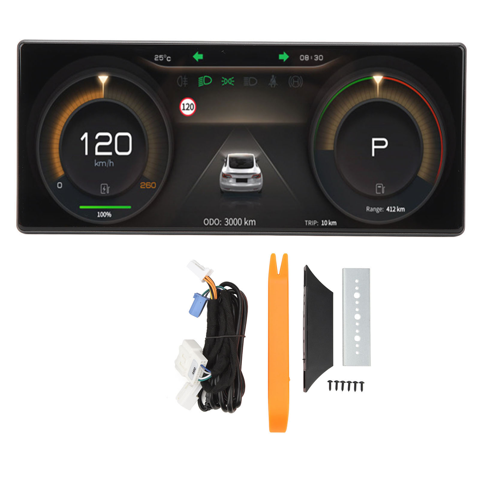 （T04）（有视频）9"IPS液晶显示屏 1920*720 HUD数字仪表板平视显示器Carplay Android Auto 适用于tesla model 3/Y（下单备注国外版）lntel Atom