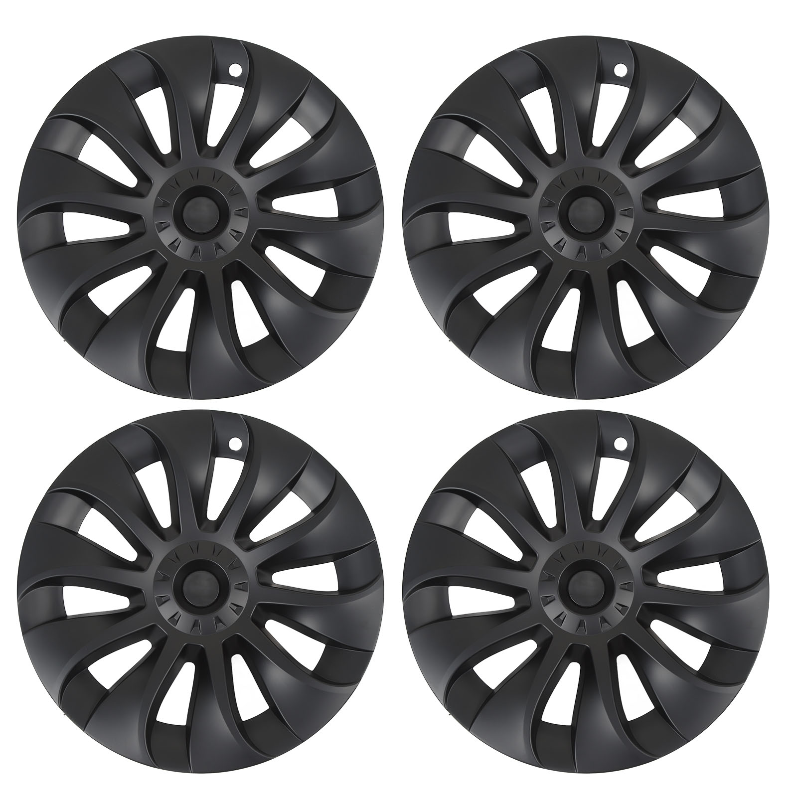 （T04）（有视频）4pcs 哑光黑色 汽车轮毂盖 For Tesla Model Y 20英寸轮毂 2020-2023（20寸旋风款无标）