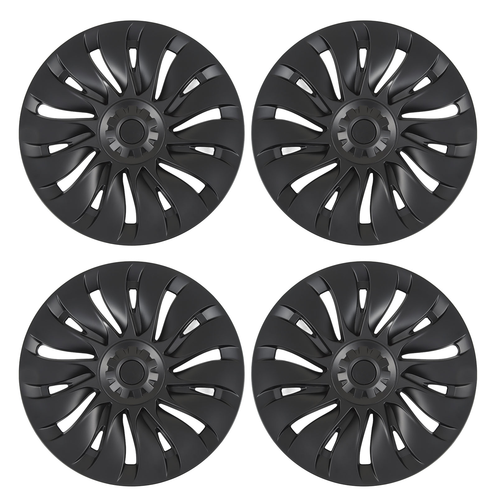 （T04）（有视频）4pcs 哑光黑色 对称款 汽车轮毂盖 For Tesla Model Y 19英寸轮毂 2020-2023（二代对称无标）超尺寸超重