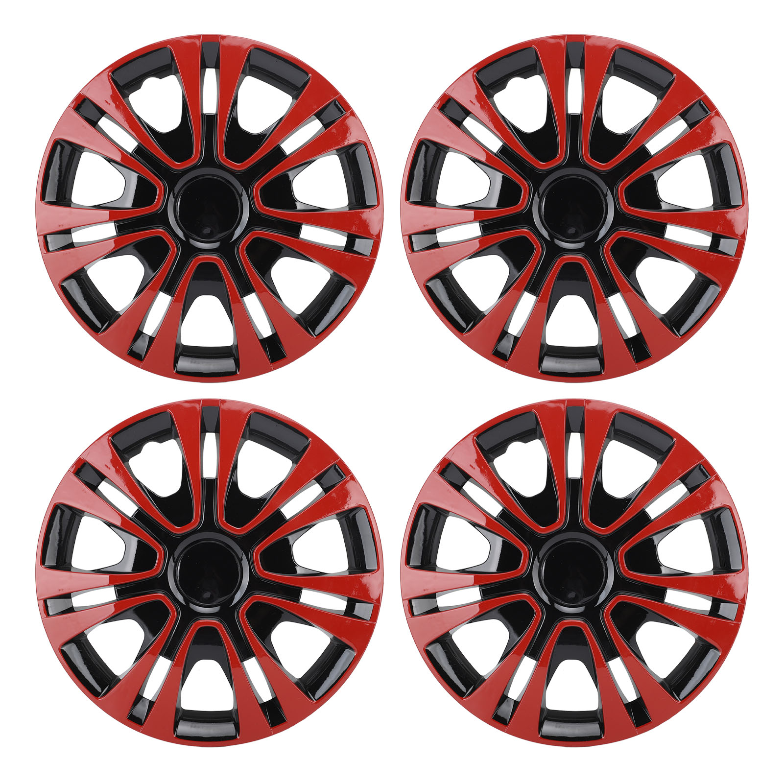 4pcs 汽车轮毂盖通用 13英寸 适用cars trucks vans（D款黑红）（超尺寸）
