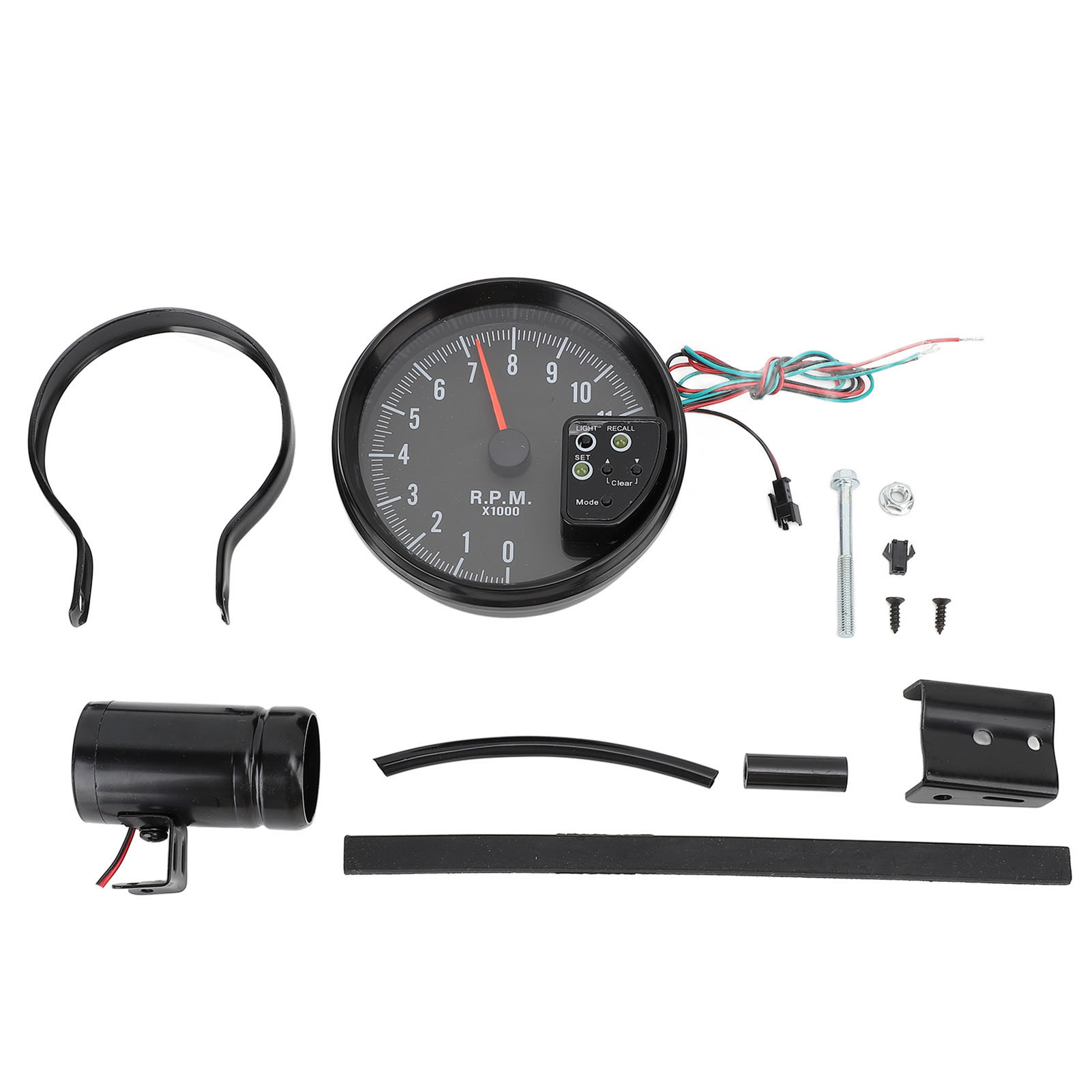 12v 5英寸 转速表 11RPM 带LED换档灯 7色显示 适用于4 6 8缸车辆