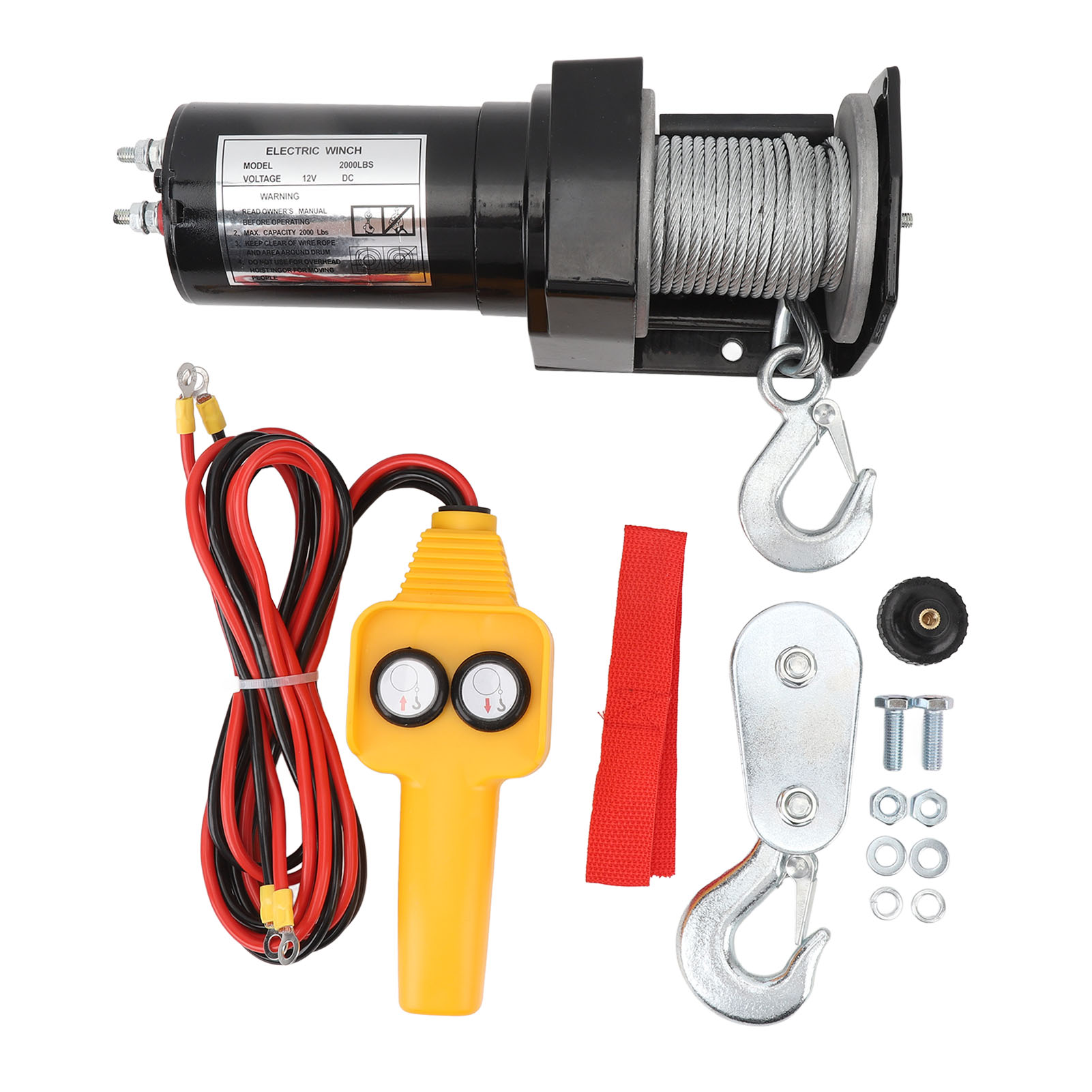 DC12V 2000磅 ATV UTV 电动牵引绞盘带遥控（附件有说明书）（超重）