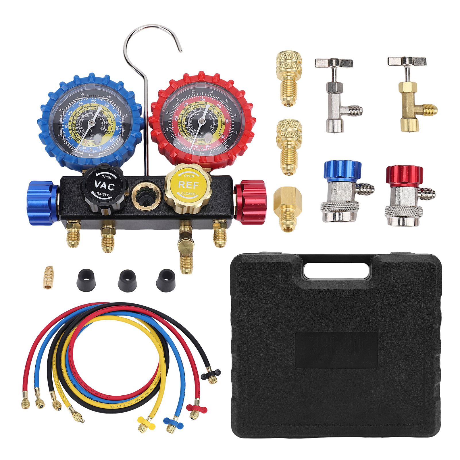 HVAC歧管压力表套装 适用于R410A/R32/R134A/R22 refrigerants