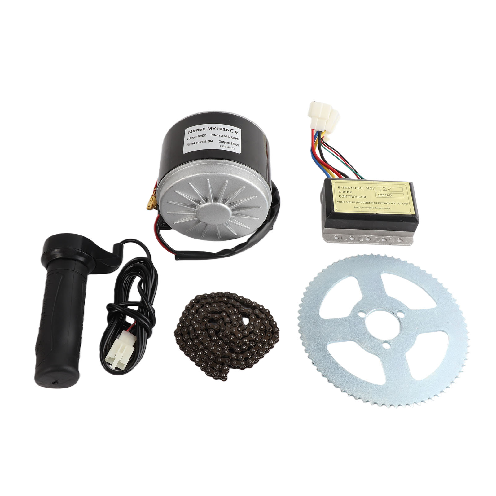 12V 250W 高速链齿电机+12V250W控制器+146节25H链条+72齿三孔25H牙盘+转把 适用于Electric Scooter, Motorcycle, Ebike Bicycle（超重）