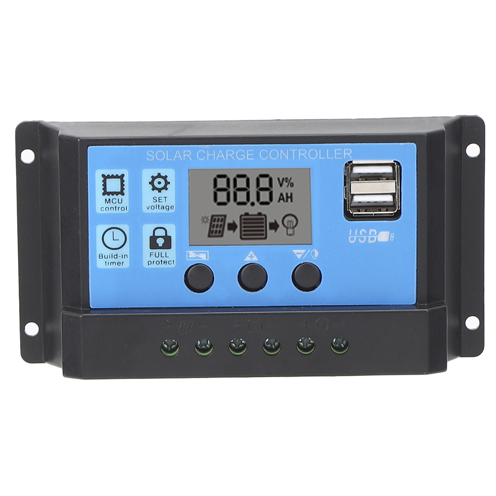 10A/20A/30A/40A/50A/60A太阳能充电器控制器12V/24V自动识别双USB输出PWM太阳能控制器60A