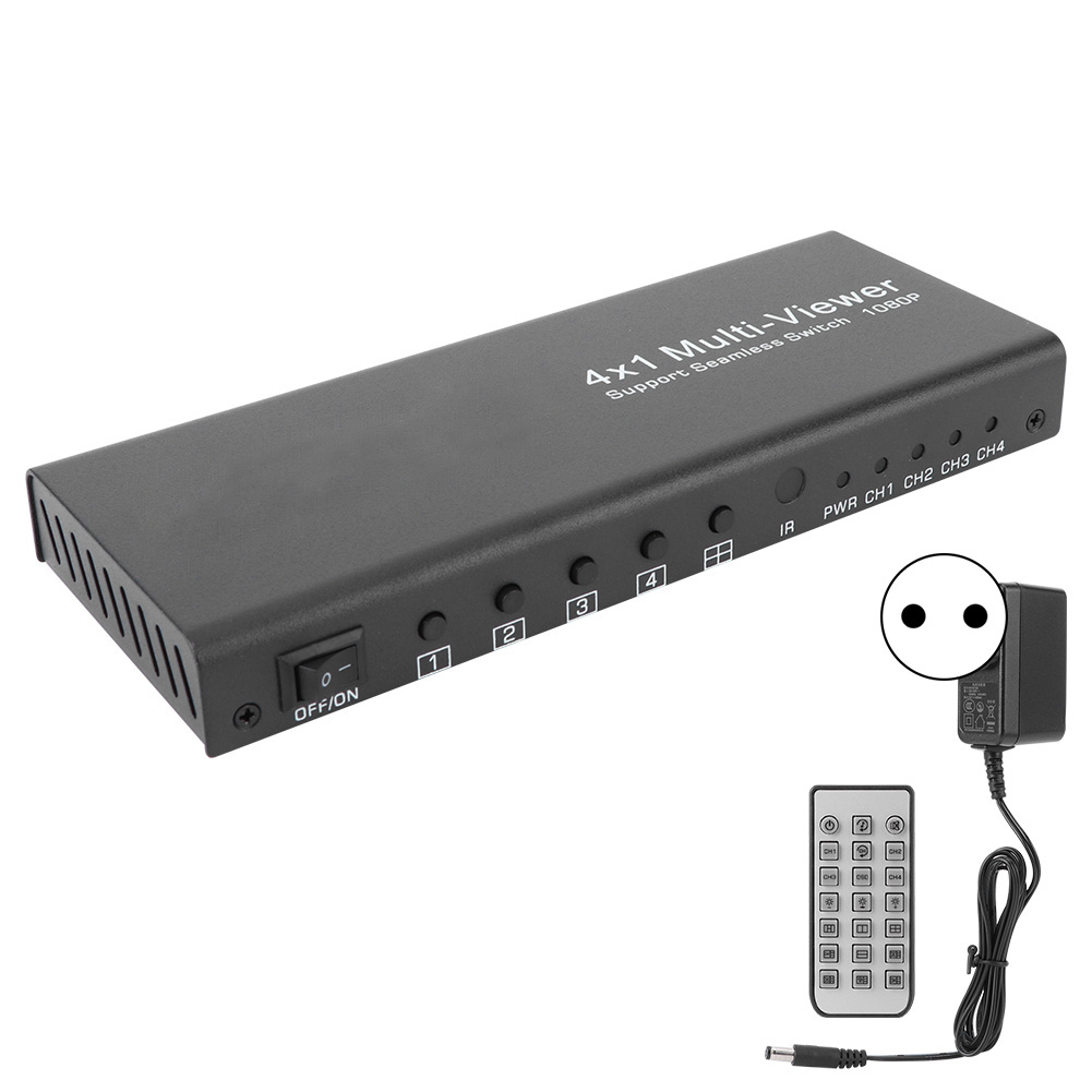 视频分割器画面分割器分屏器四进一出hdmi分割器（电源AC100V~240V 遥控器内置电池CR2025出货）澳规