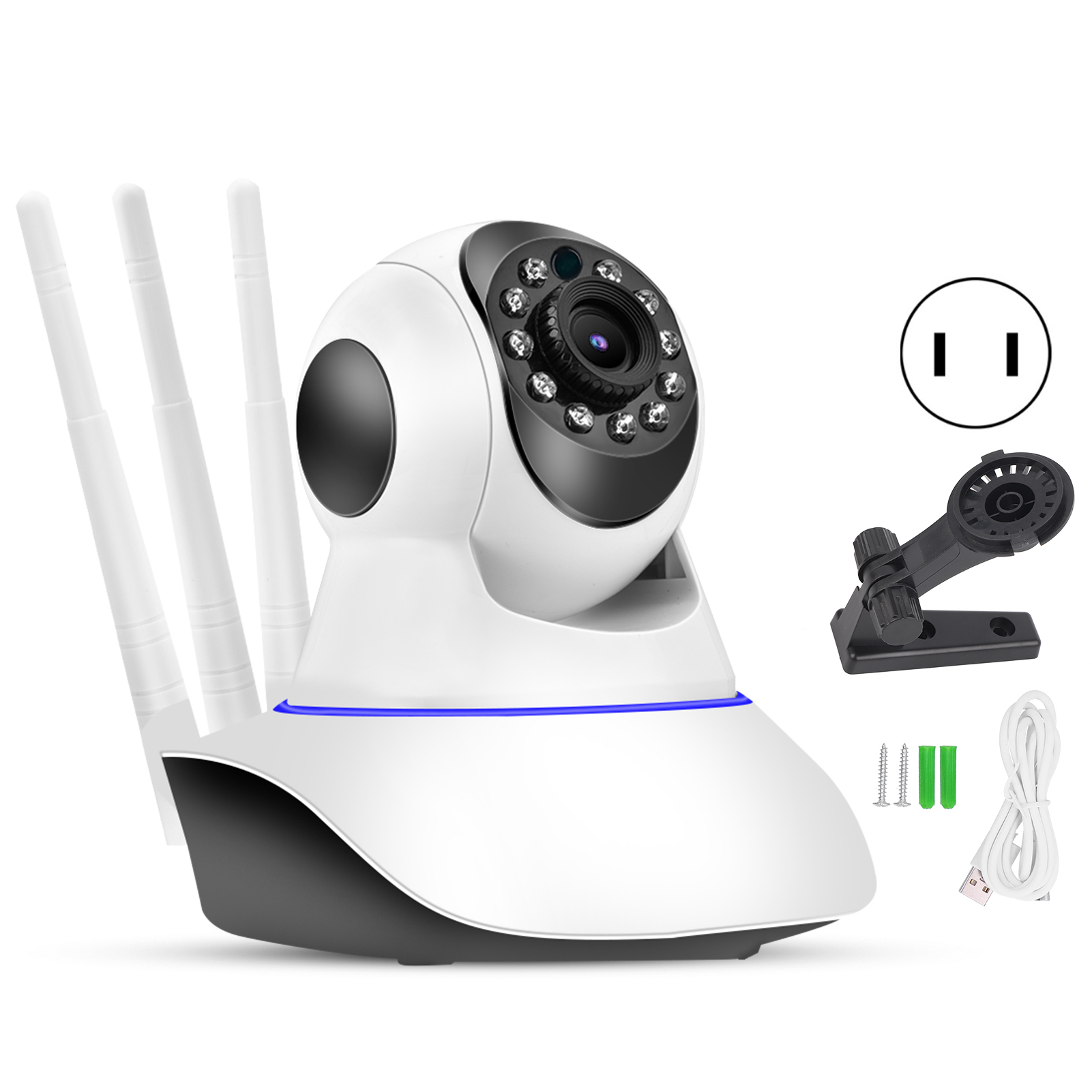 720P高清WiFi摄像机室内云台摄像机移动侦测移动追踪夜视摄像机（100-240V）欧规