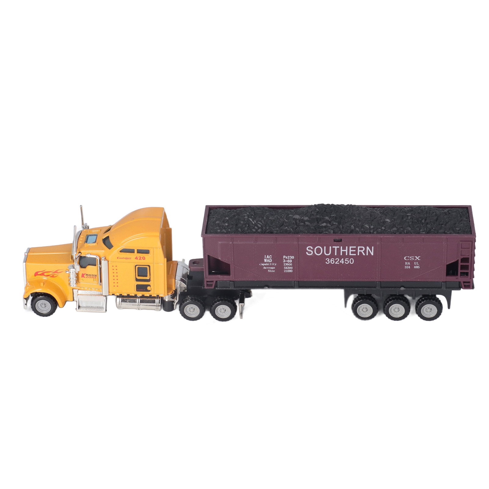 1:65 儿童大卡车运输车半卡车  合金大卡车 美式运输车 合金车模 货柜车平板车模型款式二款式二