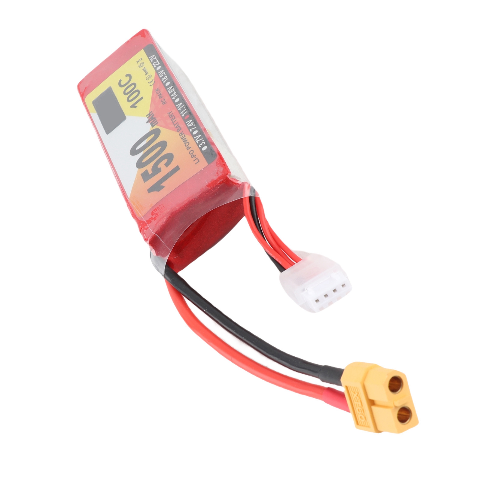 ZOP POWER 11.1V 1500mAh 100C 3S Lipo XT60插头 锂聚合物电池适用于 QAV250 H210 LS180 FPV 赛车四轴飞行器遥控车船(带内置电池发货)