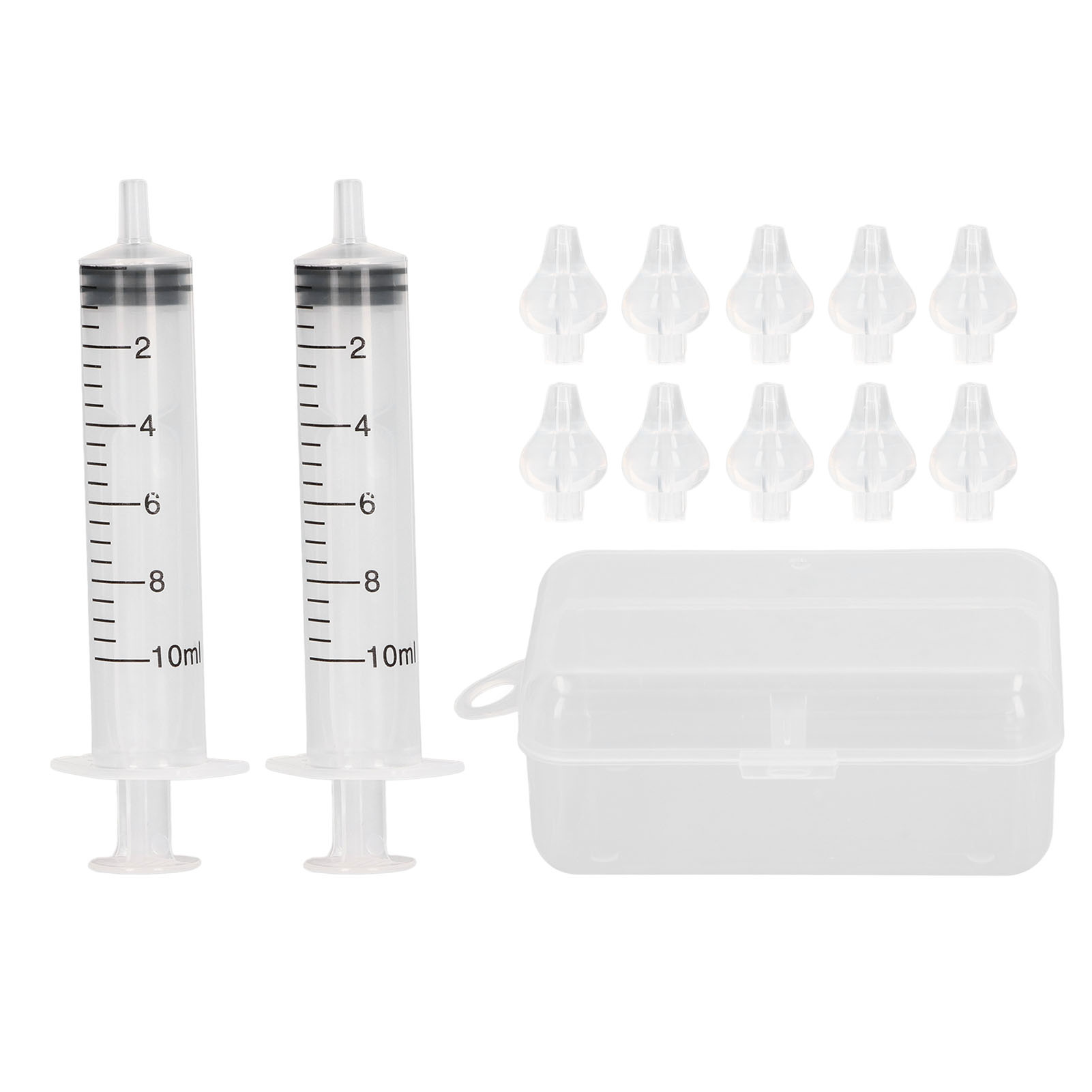 10ML 婴儿洗鼻器 儿童婴幼儿专用洗鼻器 宝宝鼻炎鼻腔冲洗器（2支管10个硅胶头）透明色