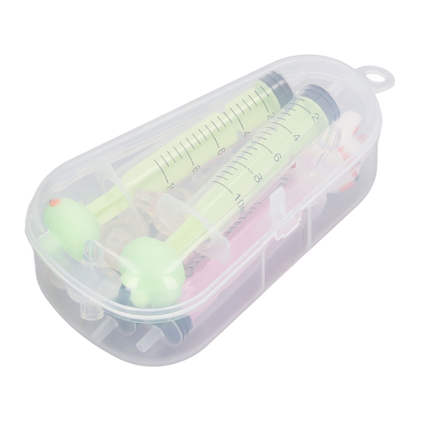 4pcs 10ml宝宝专用环保婴儿洗鼻器 卡通婴儿洗鼻器 儿童婴幼儿专用洗鼻器 宝宝鼻炎鼻腔冲洗器（绿色*2，粉*2+硅胶头*8）