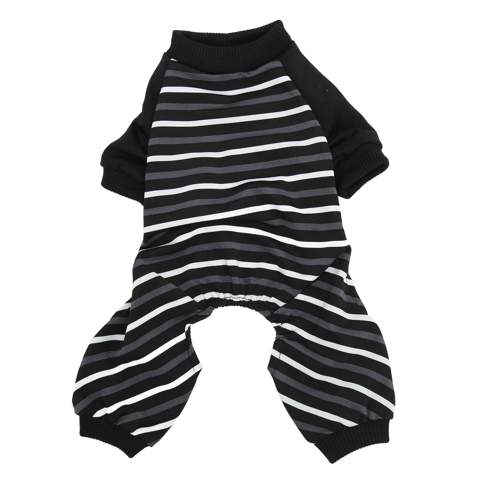 宠物衣服条纹四脚衣 狗狗衣服居家服 小狗小猫咪宠物服装（下单SY94灰白条）XL
