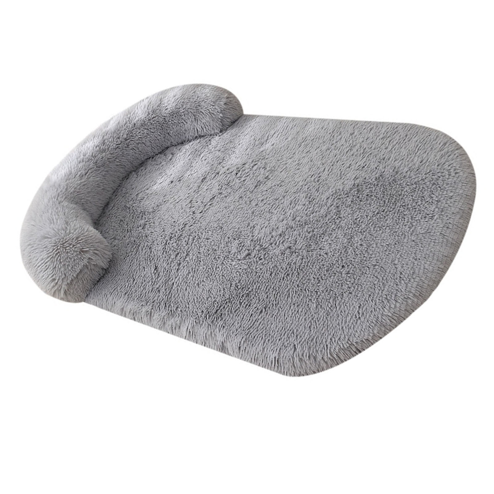 Washable Plush Dog Crate Bed (Light Gray, L)