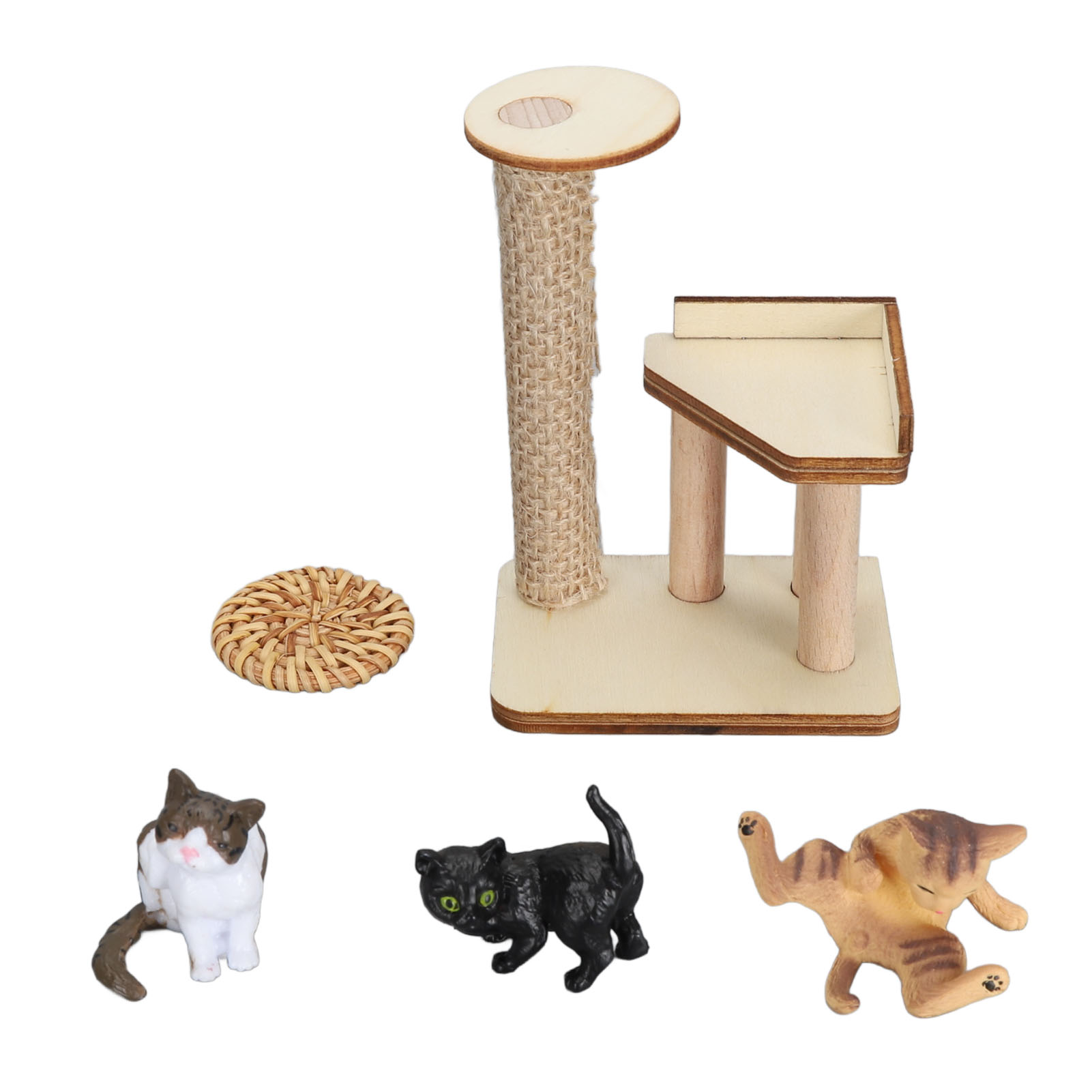 娃娃屋简易素坯猫爬架猫咪玩具客厅家具微缩模型场景 透明罩款