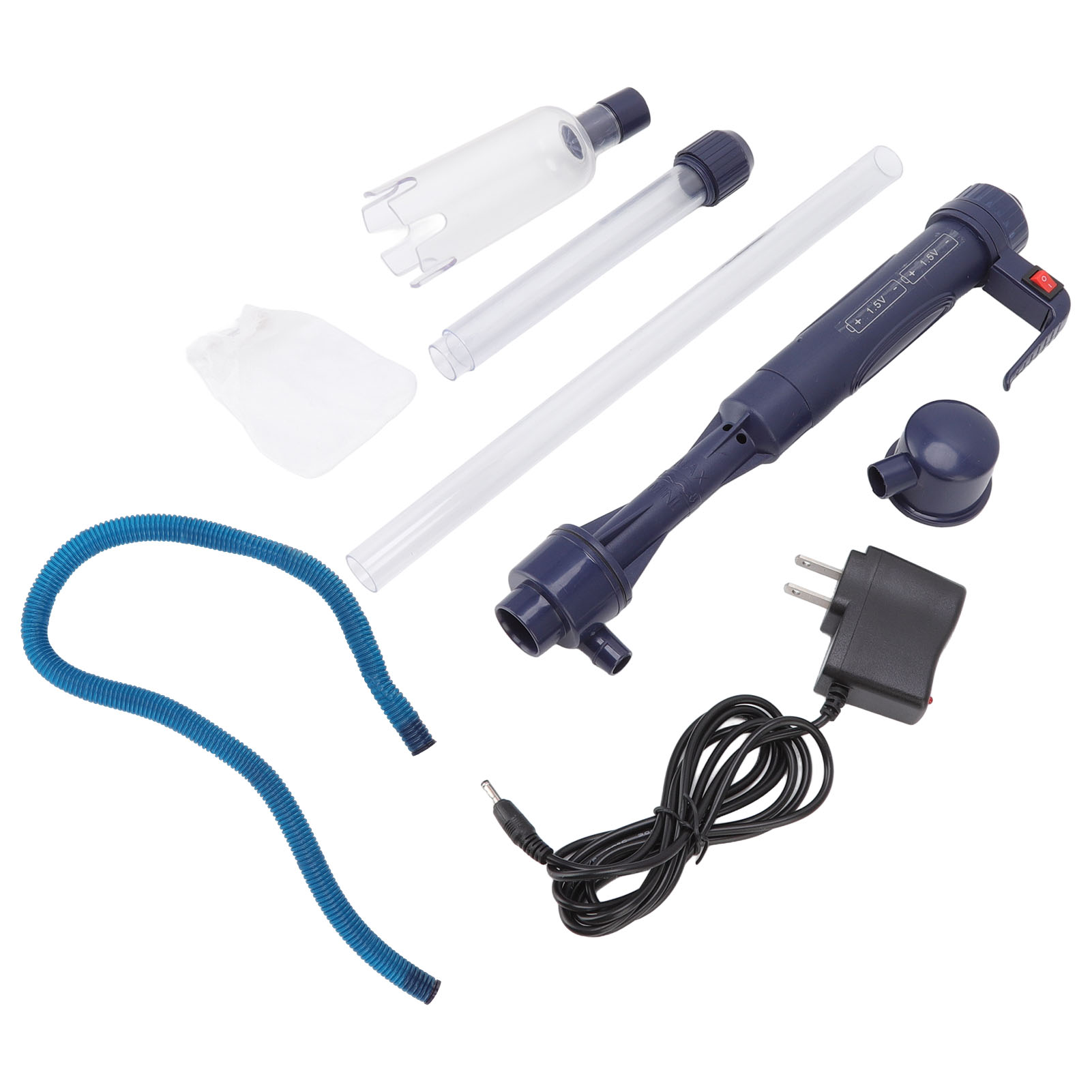 鱼缸电动换水器 抽水泵 洗沙器水族箱换水管清洁吸便器虹吸美规插头100-240v（下单请购买含电源适配器款 美规）（不带电池发货）