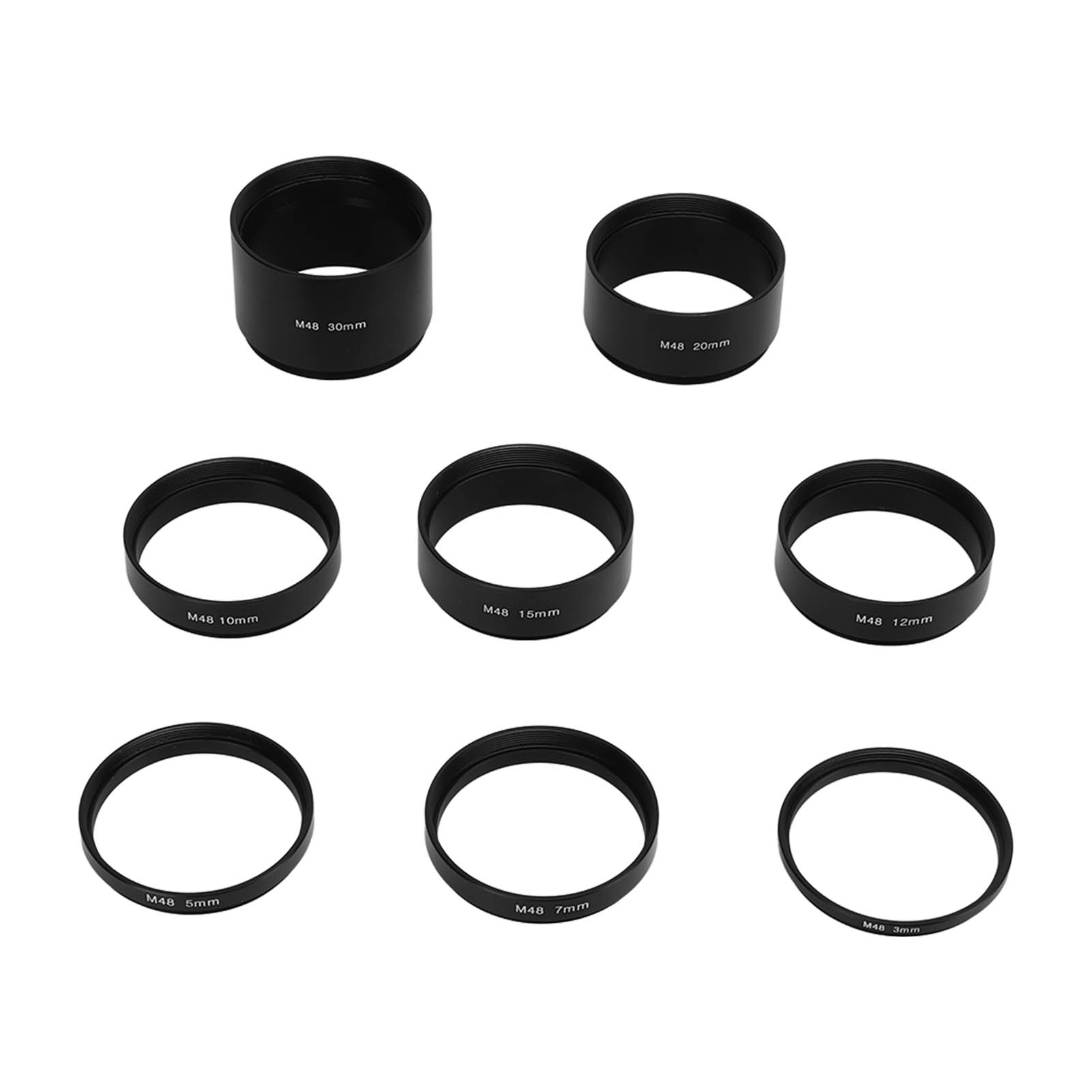 8pcs M48X0.75焦距延长管套件3/5/7/10/12/15/20/30mm用于天文望远镜摄影