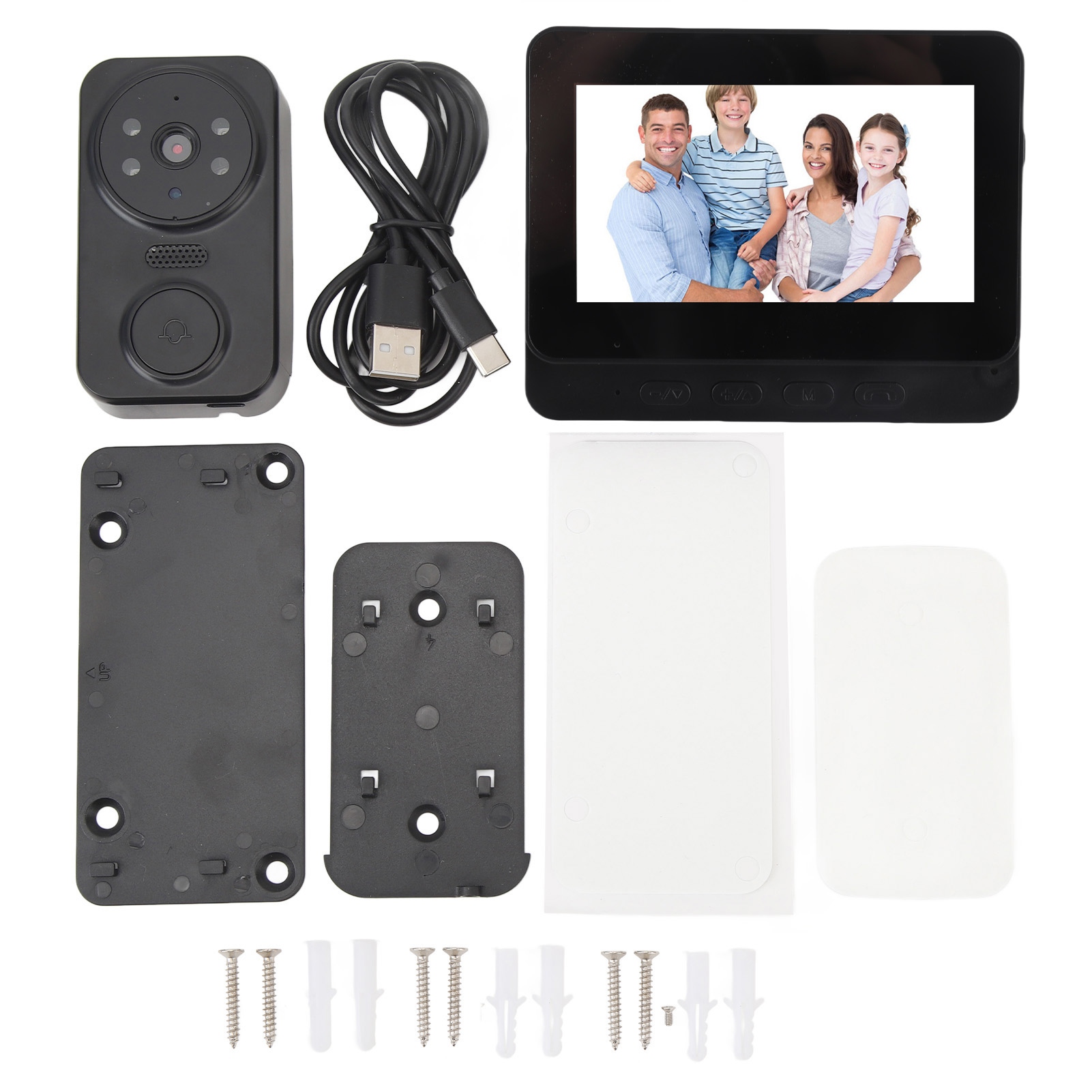 智能1080P无线wifi智能夜视叮咚门铃带室内显示器双向一体式语音视频门铃夜视高清广角镜头