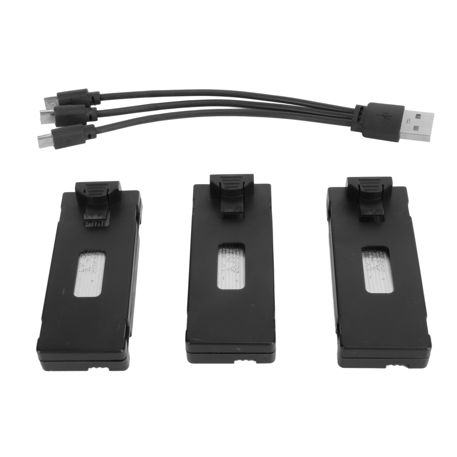 3PCS 1800MAH 3.7V大容量航模无人机锂电池四轴飞行器 适用于E88/E88Pro/E100/E99/K3/K6/E89/P1/P4/P5/P8/P10 （3个装+1拖三充电线）（带内置电池发货）