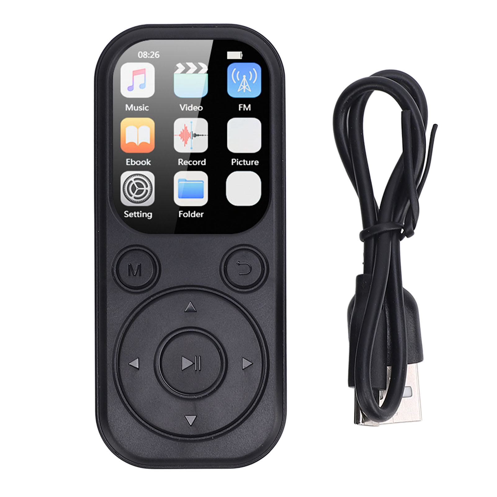 带蓝牙5.4 Mp3播放器 带HiFi扬声器的便携式Mp3音乐播放器 2.01英寸屏幕MP3播放器 迷你音乐播放器持高达128G的TF卡带64G TF卡