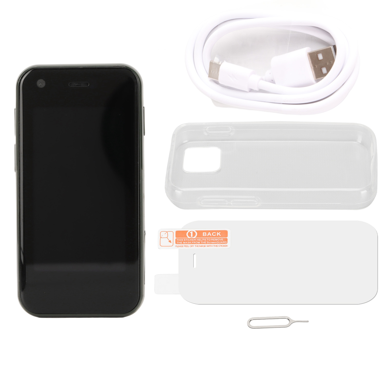 XS11迷你智能手机 2.5英寸寸 WiFi GPS 1GB 8GB 四核安卓手机 袖珍学生儿童手机（带内置电池发货）幻夜黑