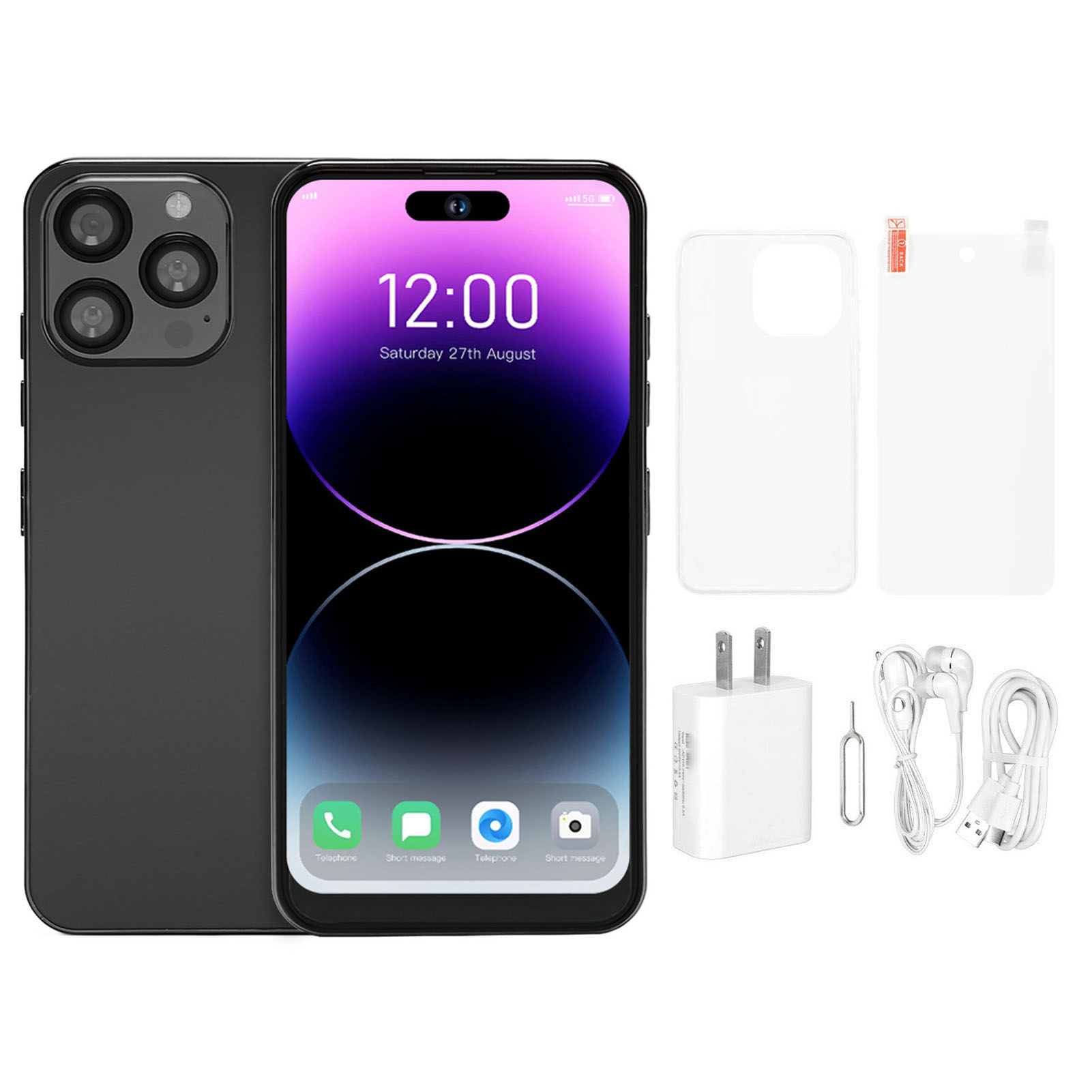 I14promax 6.6英寸智能手机 4GLTE 5GWiFi Android 10.0 4GB+64GB 2280*3200分辨率 8+24MP双摄像头 MT6735四核CPU 100-240V 美规（带内置电池发货）金色