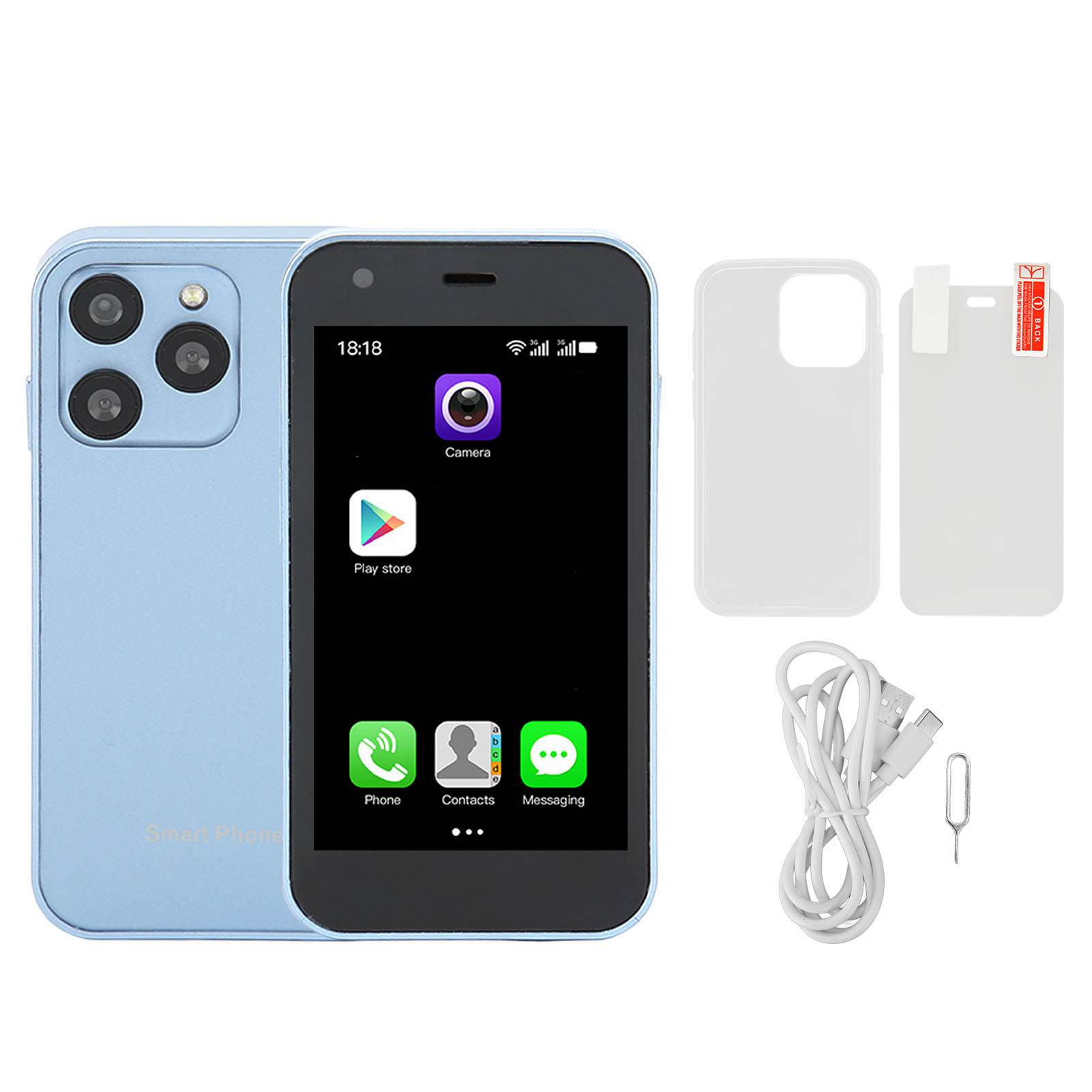 SOYES XS15迷你3G智能手机 3英寸WiFi 2GB+16GB四核安卓手机 3D玻璃超薄机身高清摄像头双卡双待谷歌播放智能手机（带内置电池发货）爵士黑