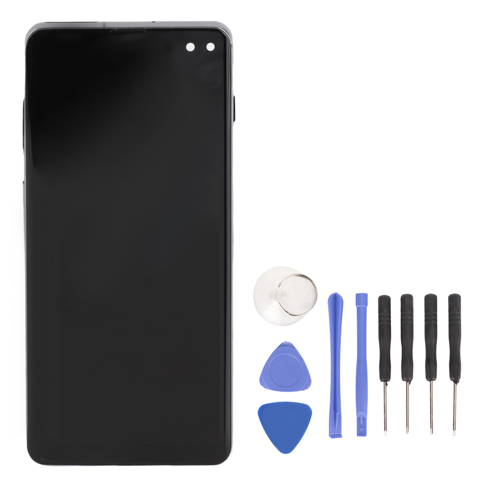 Samsung Galaxy S10 Plus  LCD液晶屏幕 6.4"显示屏 数字化仪组件替换件 适用于Galaxy S10 Plus SM-G975F/DS SM-G975U带框架和技术维修工具套件绿色