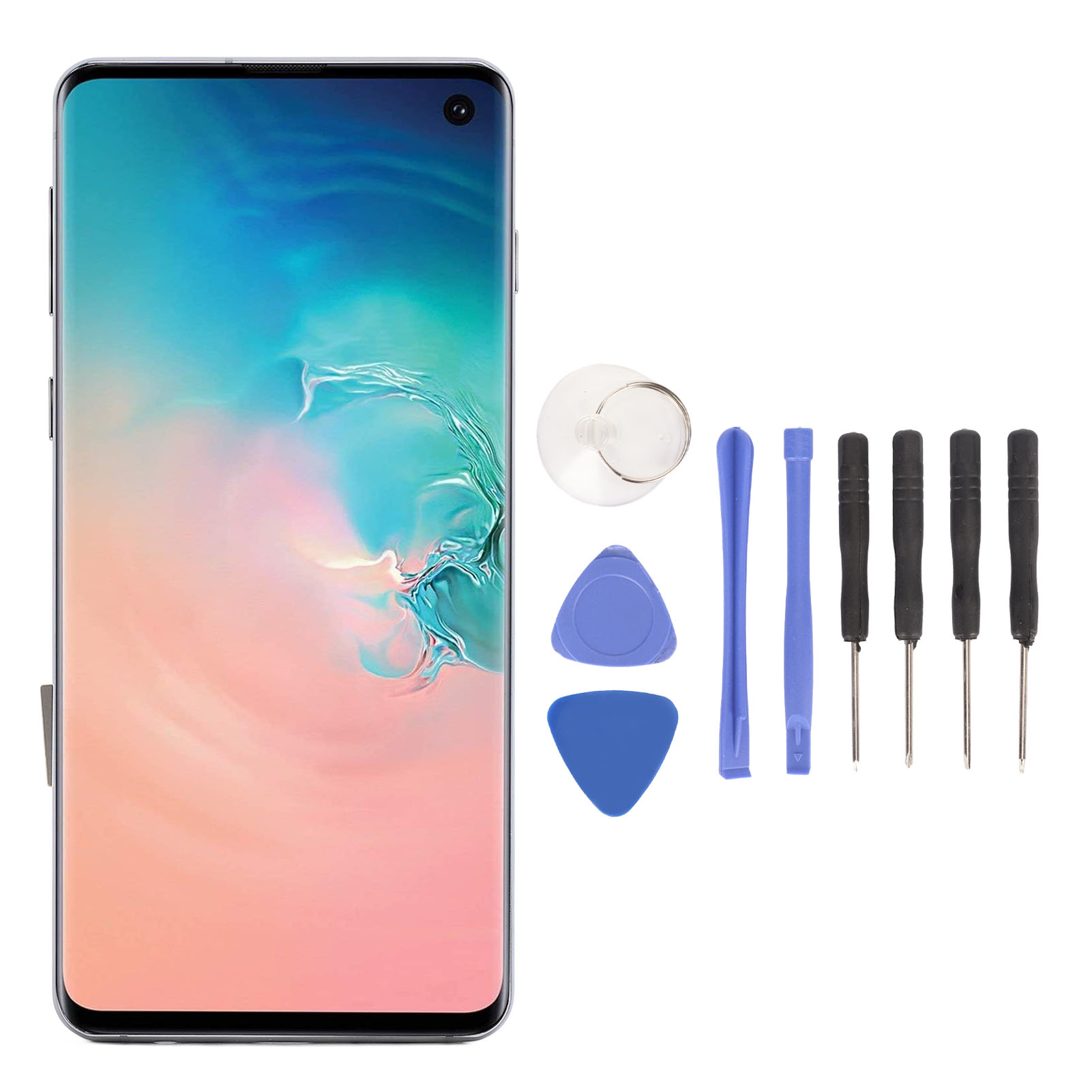 Samsung Galaxy S10 TFT液晶屏幕 6.1"显示屏 数字化仪组件替换件 适用于Galaxy S10 G9730带框架和技术维修工具套件蓝色