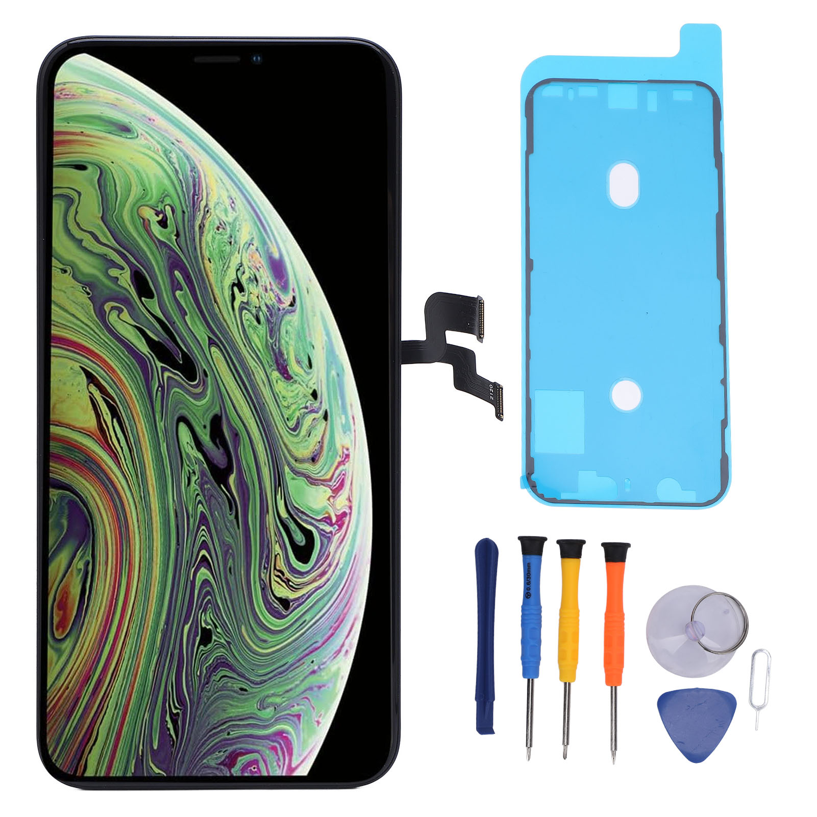 iPhone XS液晶屏幕 FHD 5.8"显示屏 3D触摸LCD显示屏数字化仪组装 全完整框架组装套件 带防水粘和维修工具