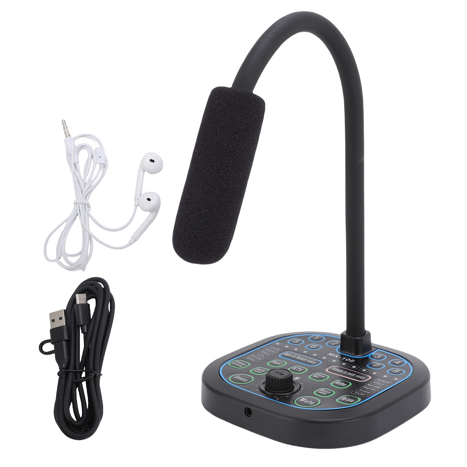 游戏变声器 便携式手持麦克风变声器套装 多功能便携式迷你声卡 带声音多功能特效机 音效机 用于PS5/Xbox PC/手机/笔记本电脑 /游戏音乐录制