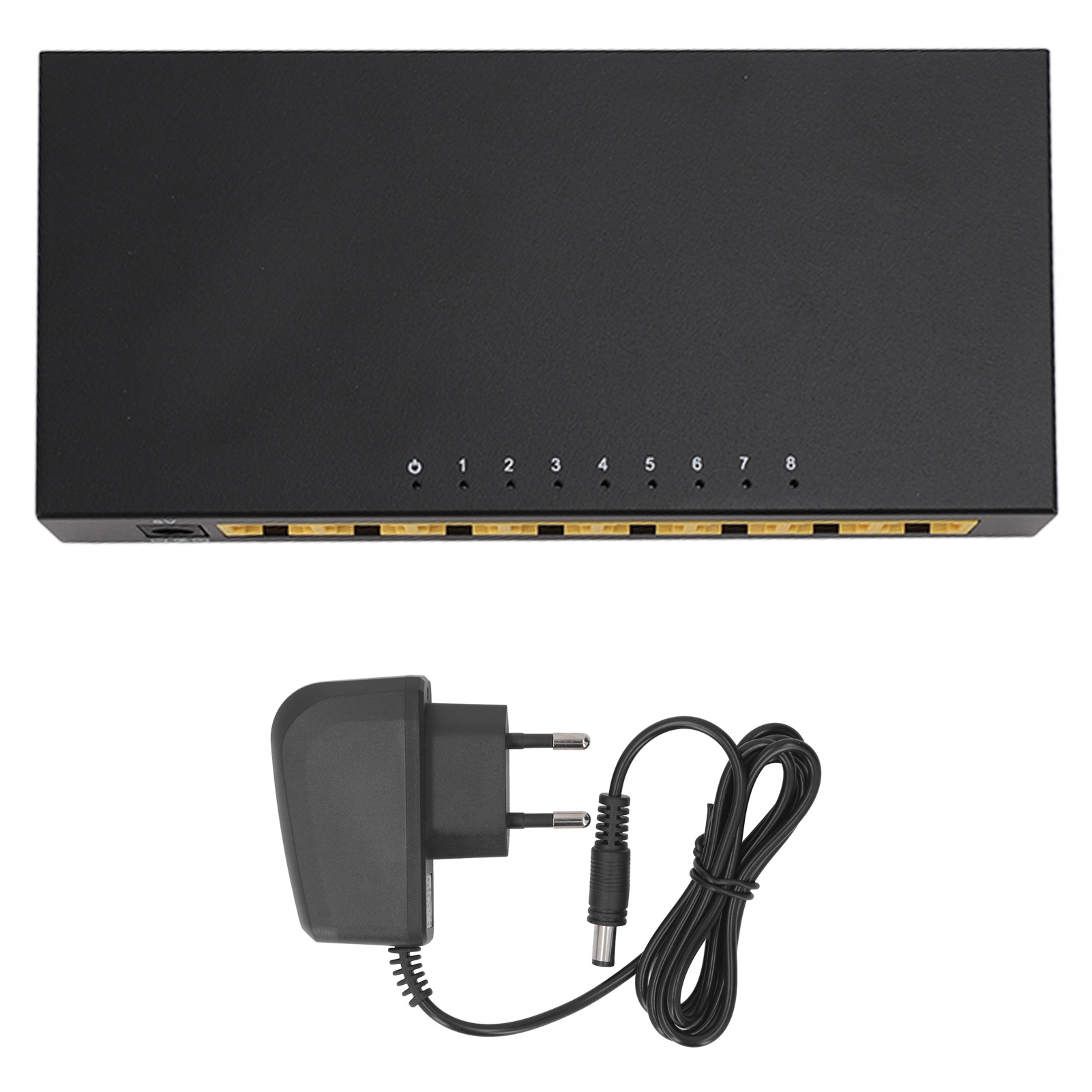 8端口交换机10/100Mbps以太网网络交换机 RJ45集线器分路器 带AI检测VLAN模式  即插即用|屏蔽端口|流量优化|无风扇安静（100-240V）美规