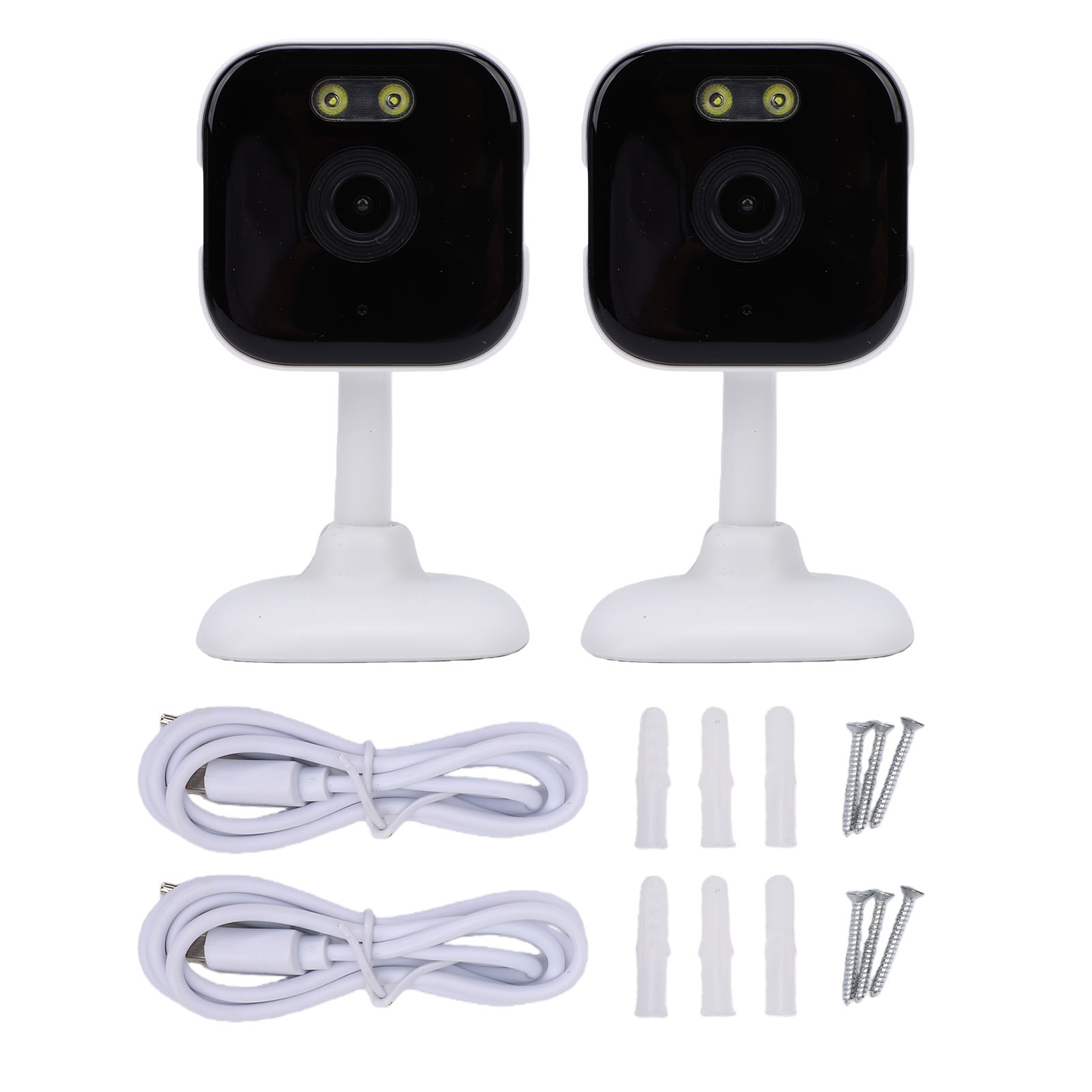 2pcs 2K高清家用安防摄像头 3MP室内监控摄像头 2.4G+5G双频相机 双向通话相机 迷你宠物摄像头 支持手机App适用于宠物/狗/猫/婴儿监控