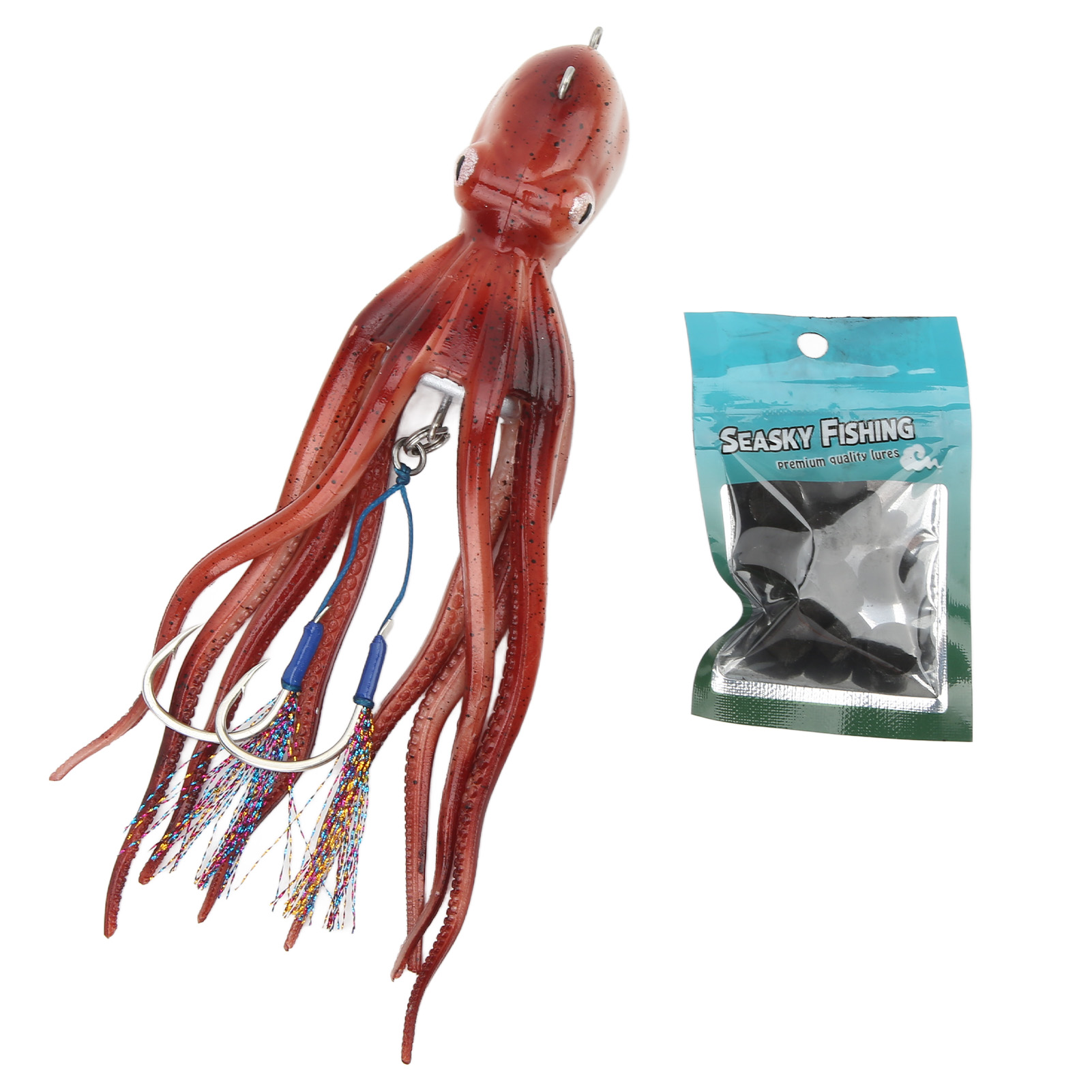 仿生乌贼会喷墨八爪鱼大章鱼 INKVADER Octopus船钓出海钓饵（1#红八爪300g）