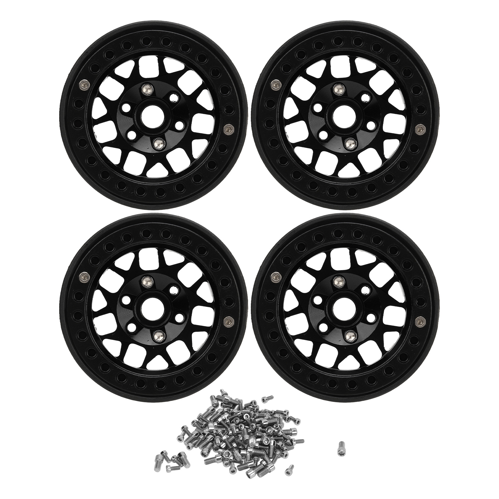 4pcs RC通用型模型攀爬车1.9英寸铝合金锁胎轮辋 14幅轮辋红色