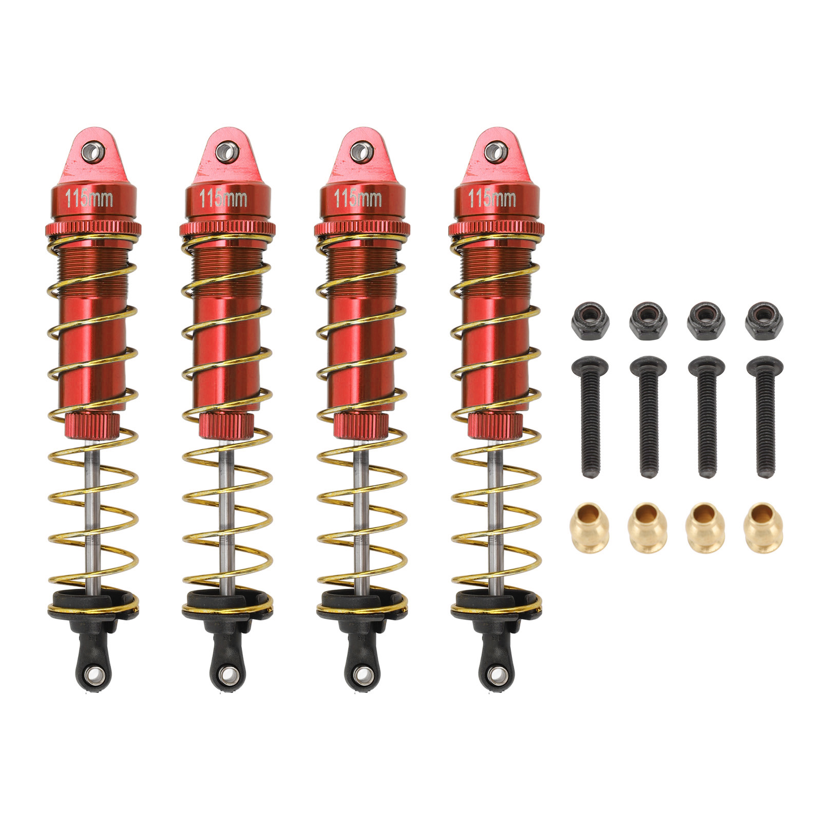 4pcs 1/10遥控攀爬车通用金属避震器黑色