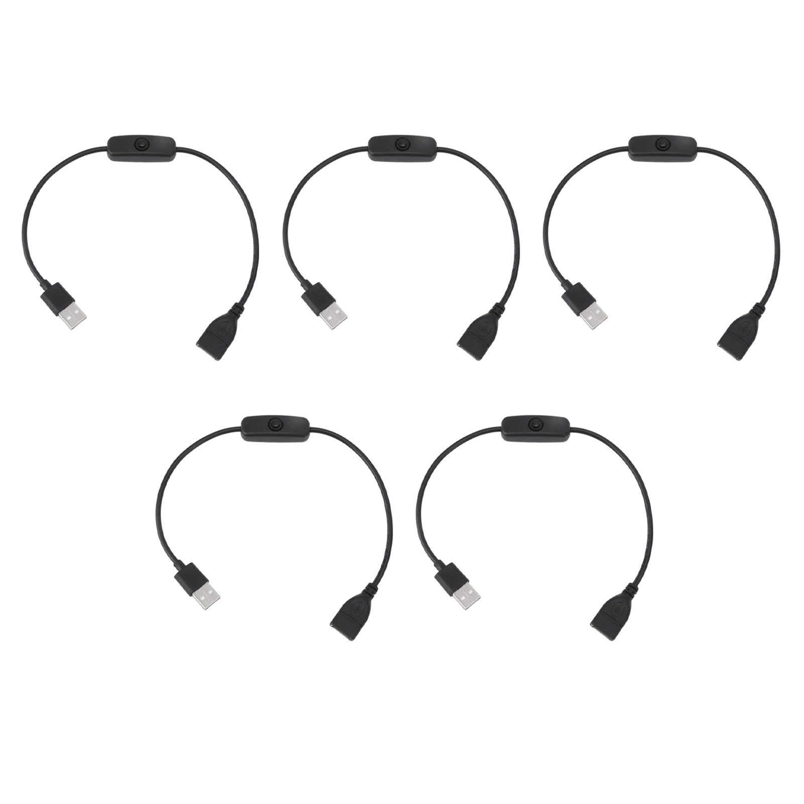 5PCS/卖 USB公母延长线带按键开关USB线 USB开关充电线 LED灯条线（供应商规格：黑色）