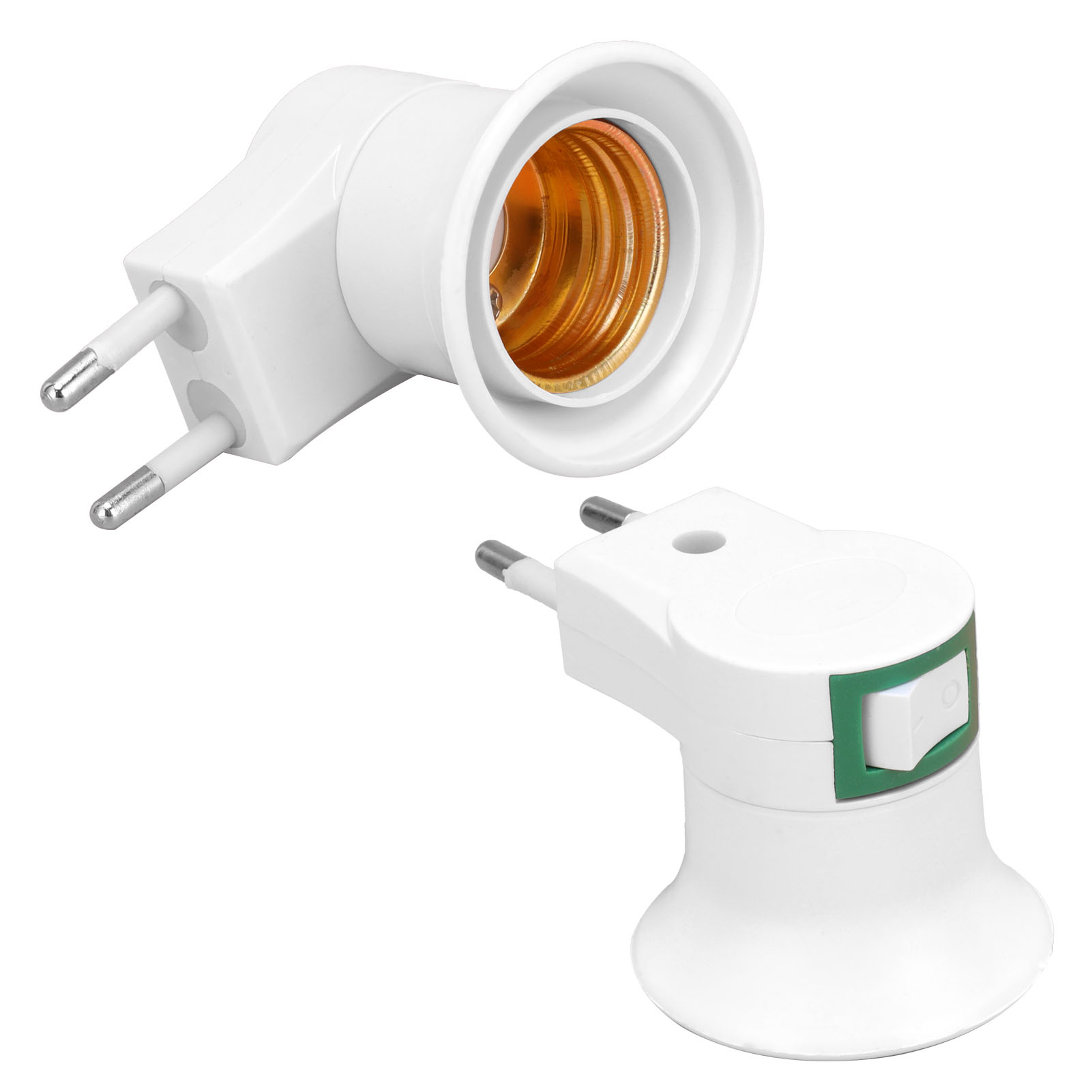 Adaptateur de douille de lampe 2pcs E27 avec interrupteur Base de lampe de sortie à visser en PVC Prise UE 220V