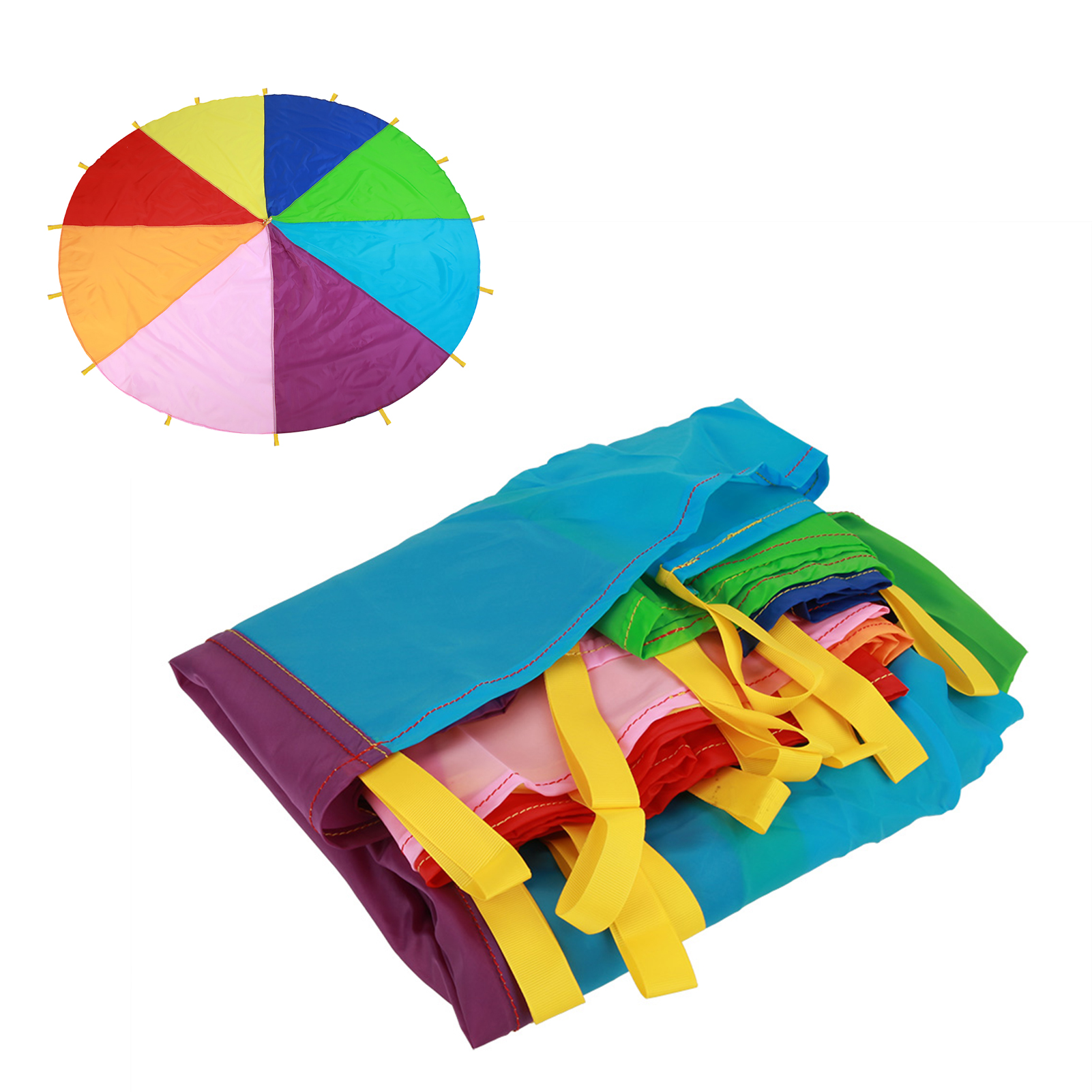 Parachute Jeu De Groupe Arc-en-ciel 2,5 M - 12 Poignées + 12 Balles - Pour Enfants Intérieur/extérieur