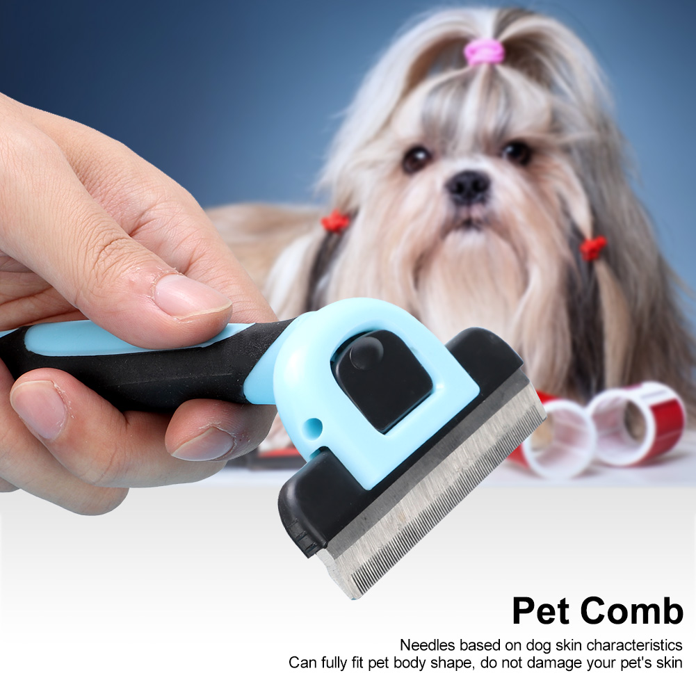 Blue Pet Grooming Massage Comb Hair Removal Shedding Cleaning Brush