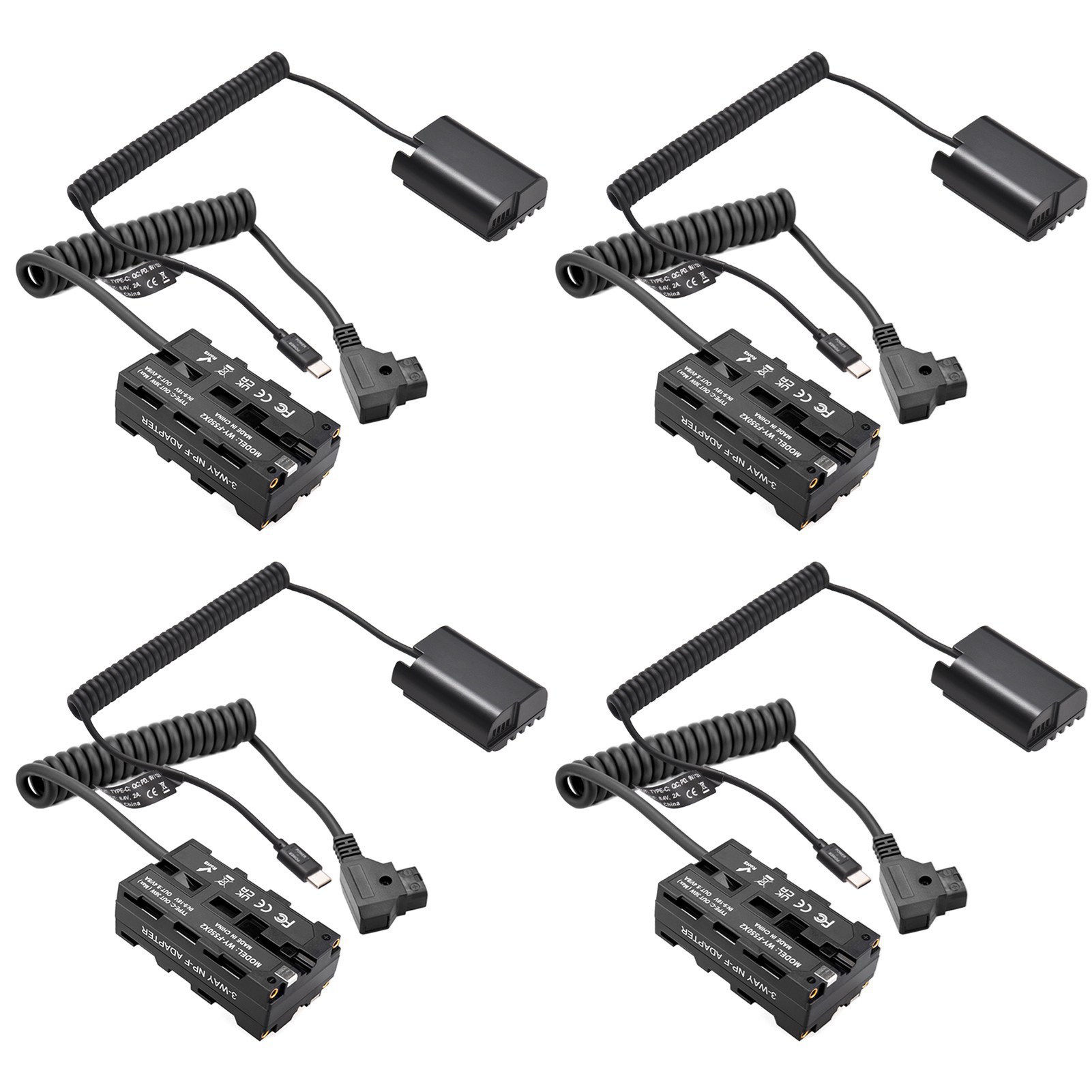 [通拓商品]D-TAP转NP-F550双面假电池 + Type-C转NP-FW50假电池 模拟电池套装 适配索尼相机 监视器 LED灯 麦克风