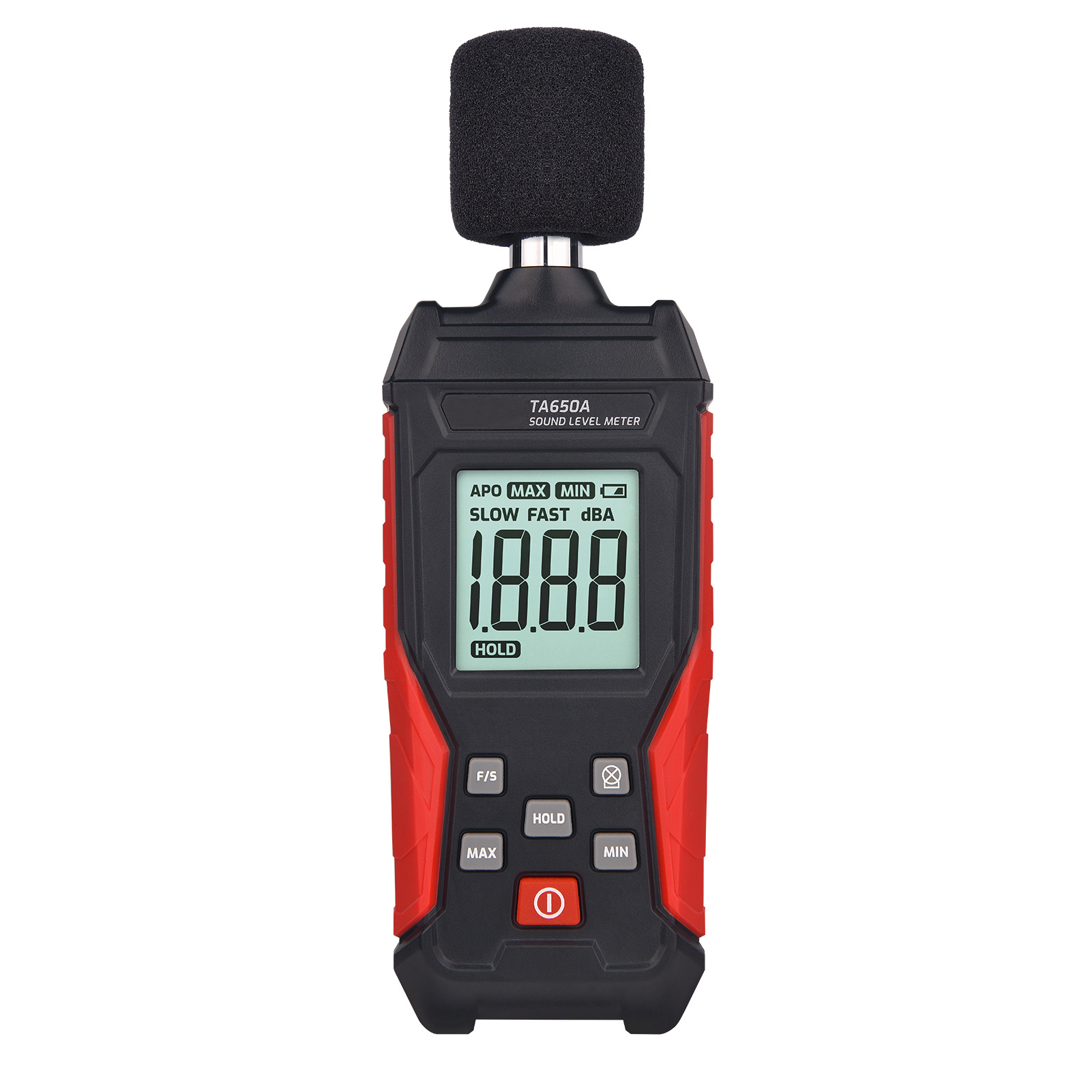 [通拓商品]TASI TA650A 数字声级计测量 30-130dB 噪声测试仪 分贝检测器 家用音量测声音检测器 噪音计 音频测试仪 地铁诊断工具 智能传感器 黑色+红色 不带电池发货