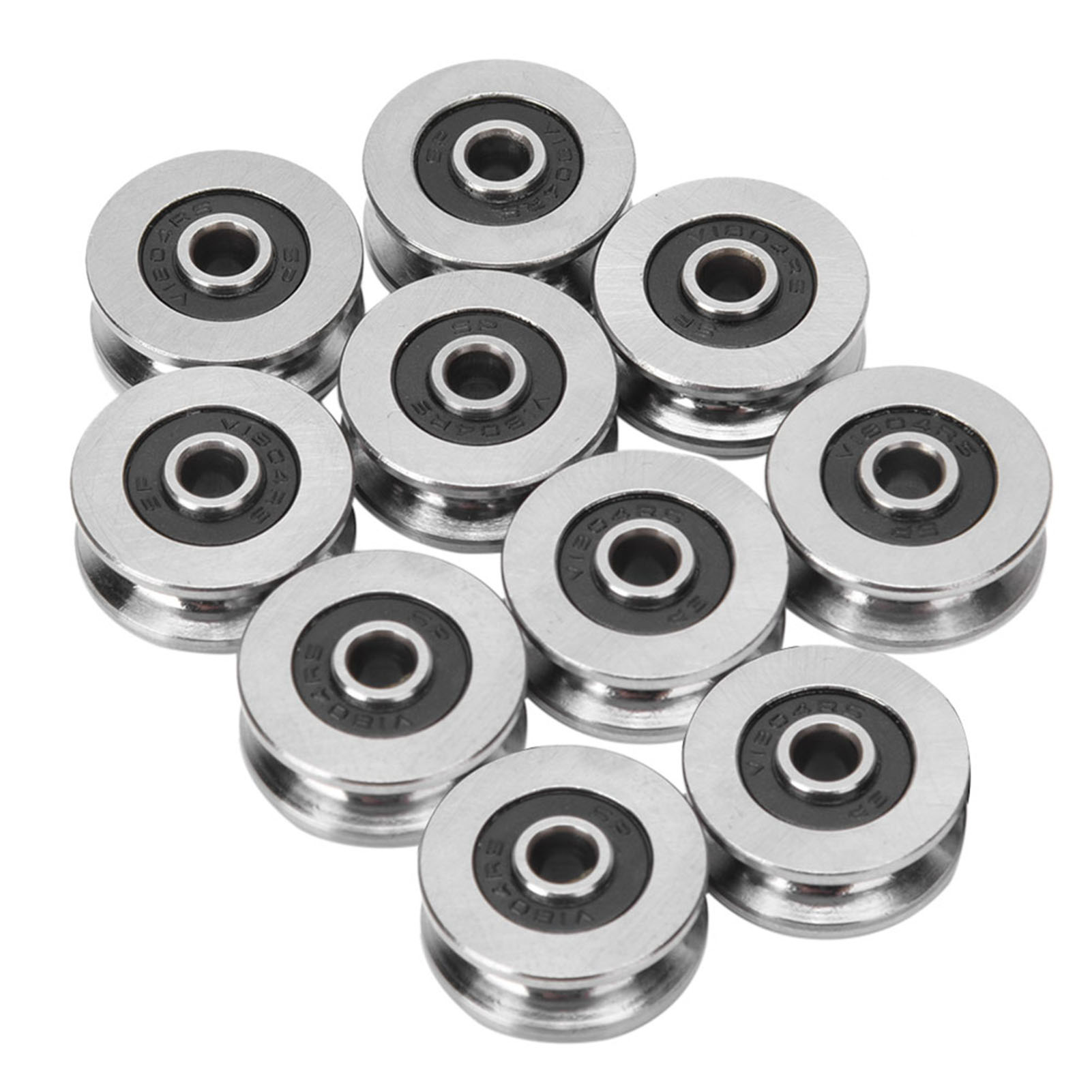 10pcs  V型槽滑轮导轮轴承  TV0418  非标  内径: 4mm 外径：18mm  厚度：8mm