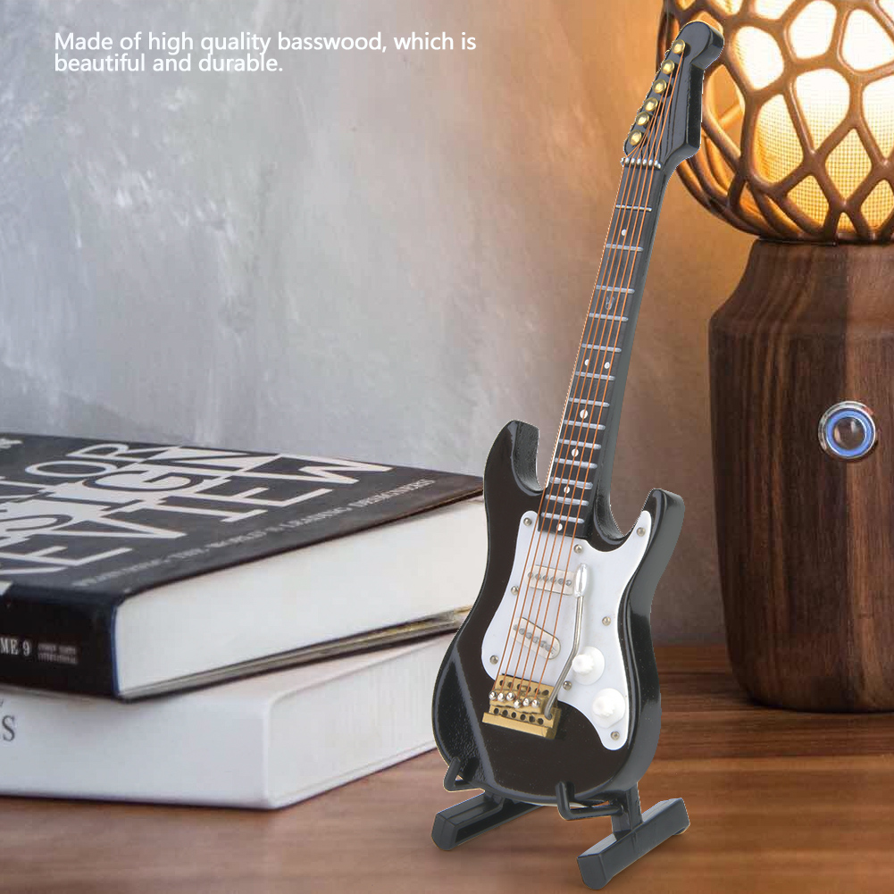 Miniatur-Gitarre Aus Holz Mit Ständer – Detailreiches Modell Zur Dekoration Oder Als Geschenk Für Musikfans