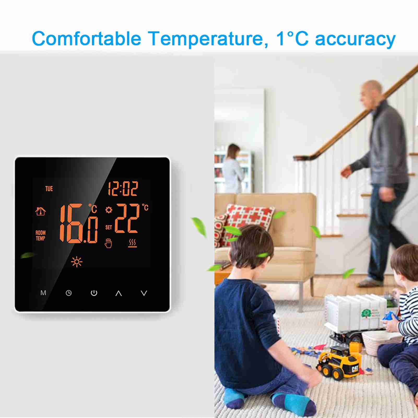 Digital, control por aplicación, programación Semanal, LCD pantalla, para el hogar, La Escuela, the Oficina, El hotelmostat de radiador Eléctrico - details 0