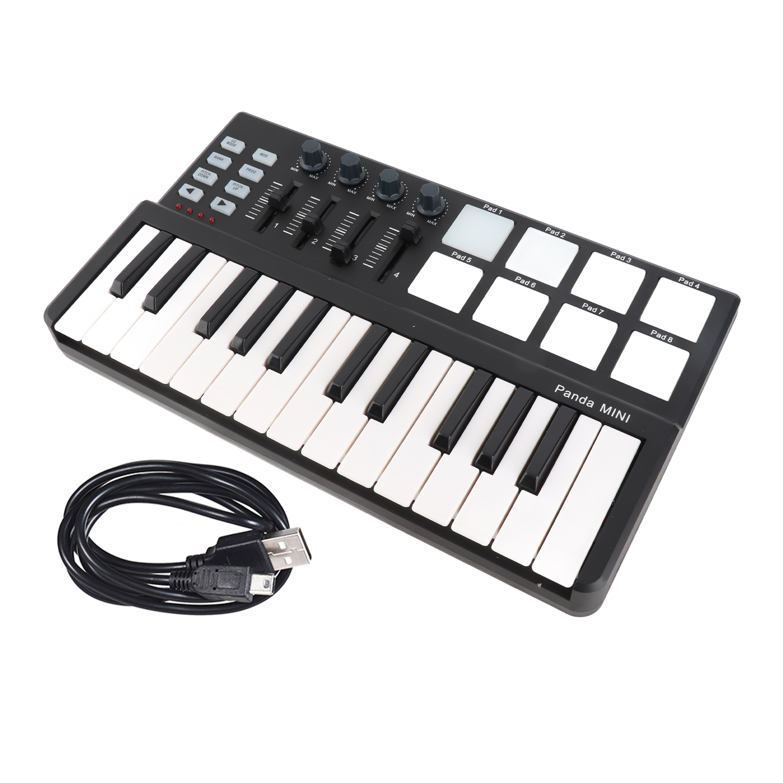 [通拓商品]【有视频】WORLDE Panda MINI 25键MIDI键盘控制器（I1429升级款 打击垫带彩色LED背光）