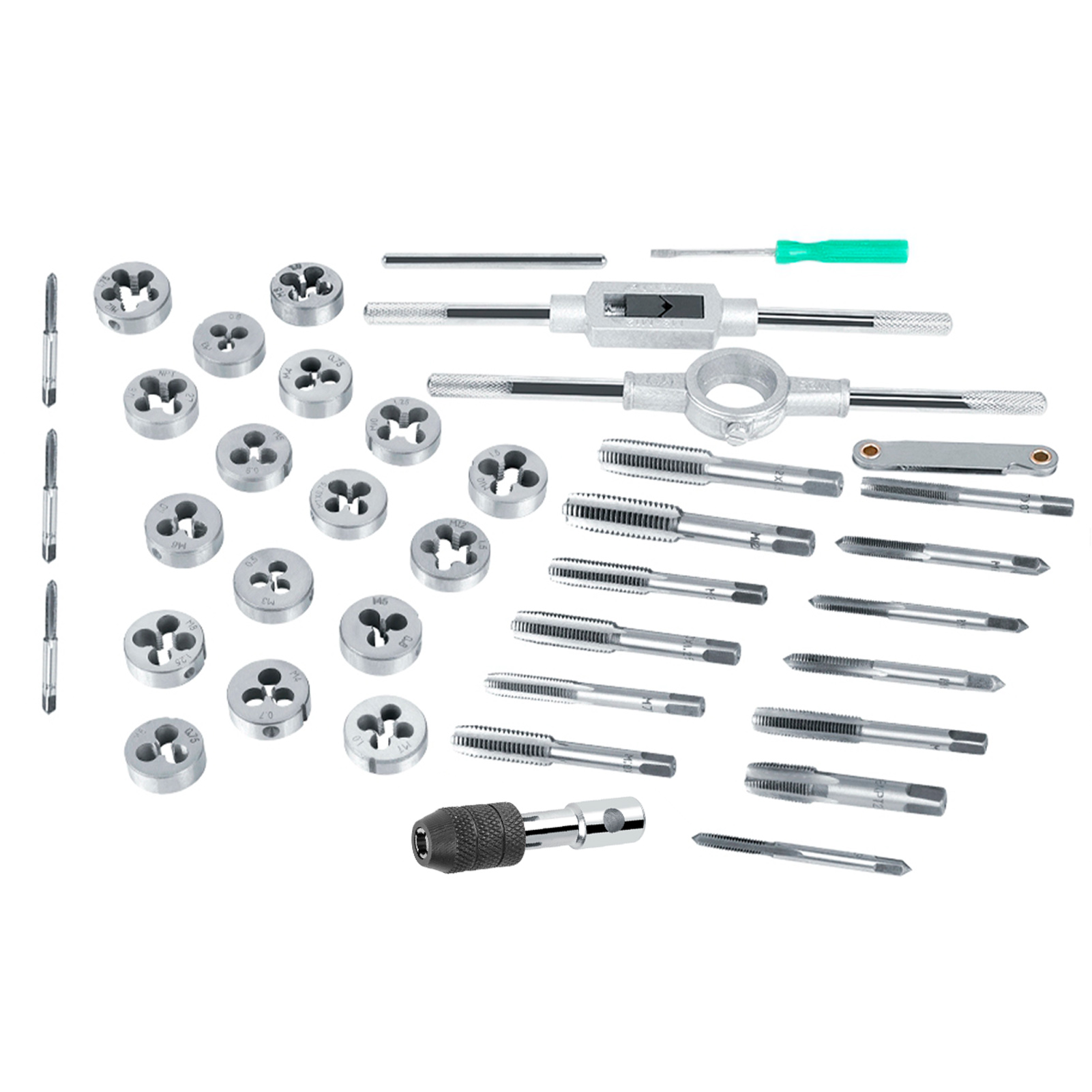 Juego de Machos de Roscar y terrajas de 40 piezas, juego de Machos de roslar y terrajas de flauta M3 a M12 con extractores de tornillos, para Máquinas de precisión, módulos de precisión, transformadores, machos de Roscar y terrajas - details 0