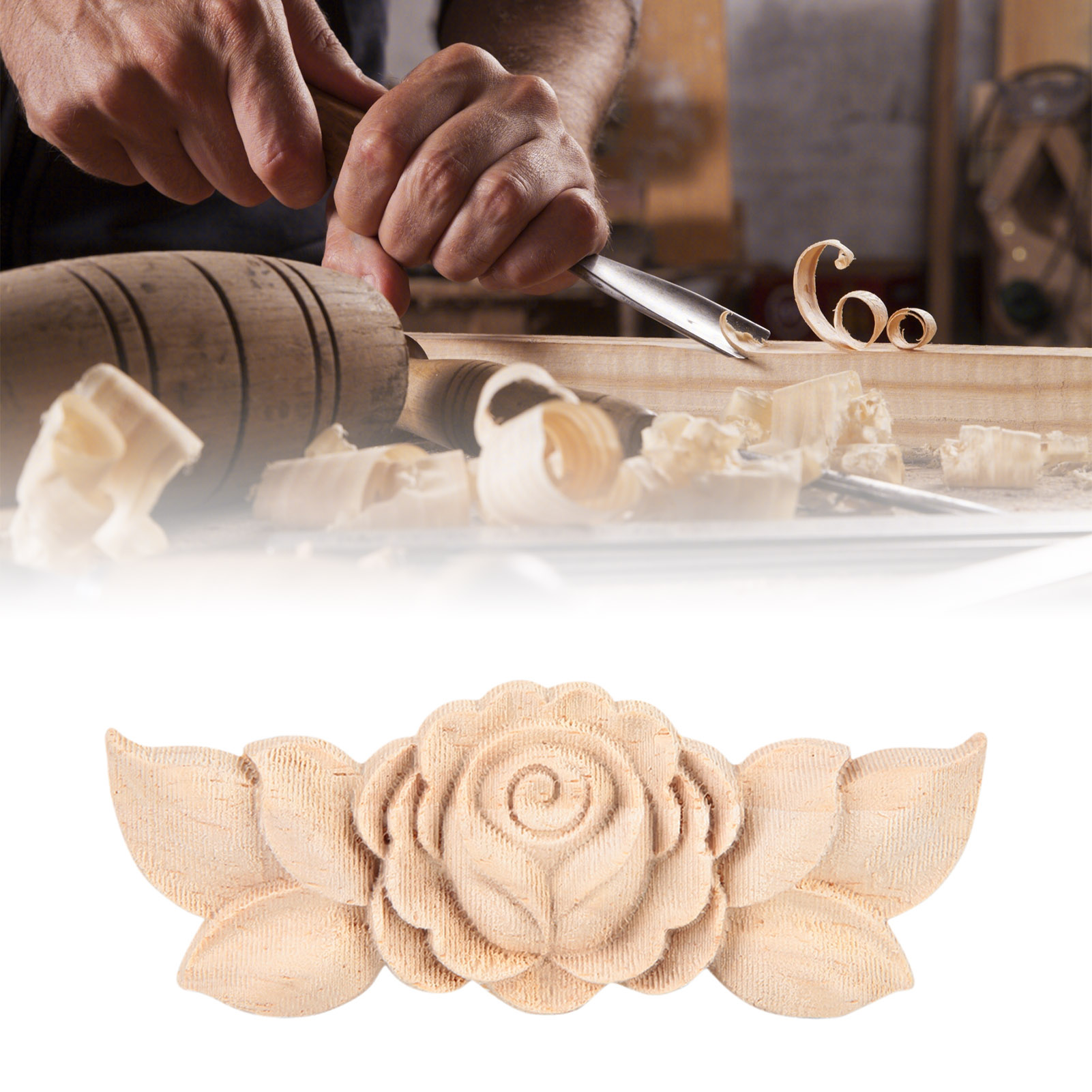 Lot De 4 Appliques D'angle En Bois Sculpté - Style Européen - Dimensions 8x8 Cm - Décoration Meubles, Portes, Miroirs