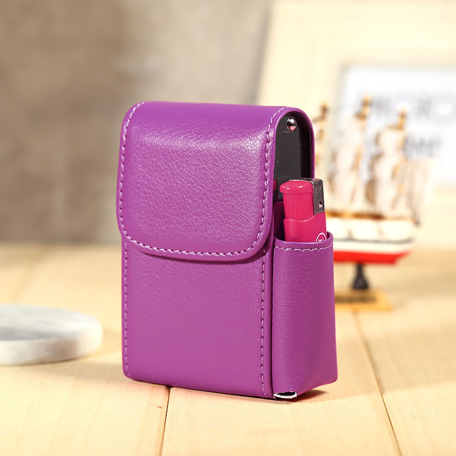 tui  Cigarettes Portable En Cuir Pu Poche  Tabac Briquet Titulaire Bote  De Rangement Conteneur Rose Rouge - Shipenophy - Cdiscount Au quotidien
