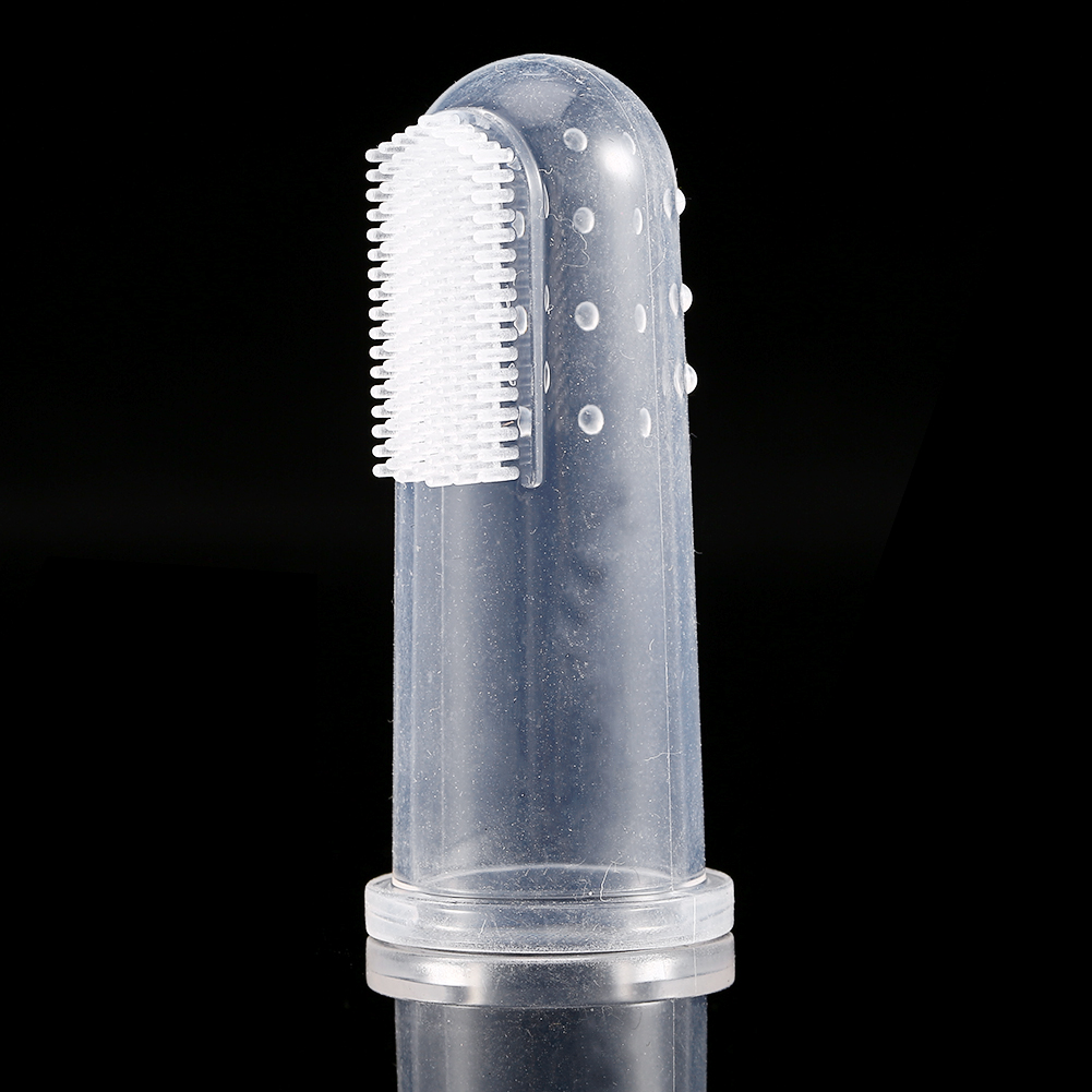 Brosse de massage en caoutchouc de dents de doigt de brosse à dents molle de silicone pour le bébé infantile-0755886775381